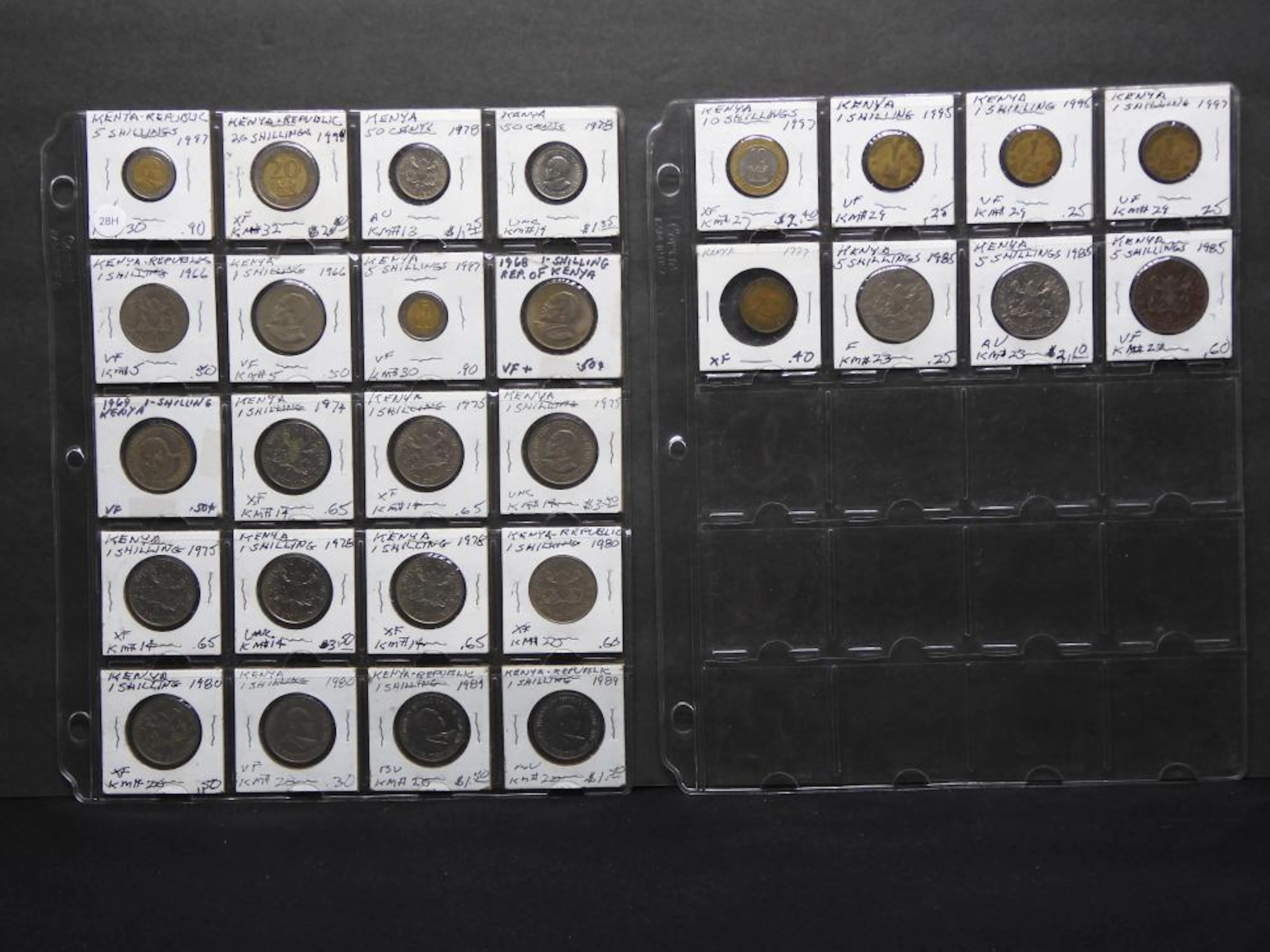 28 Carded Coins From Kenya