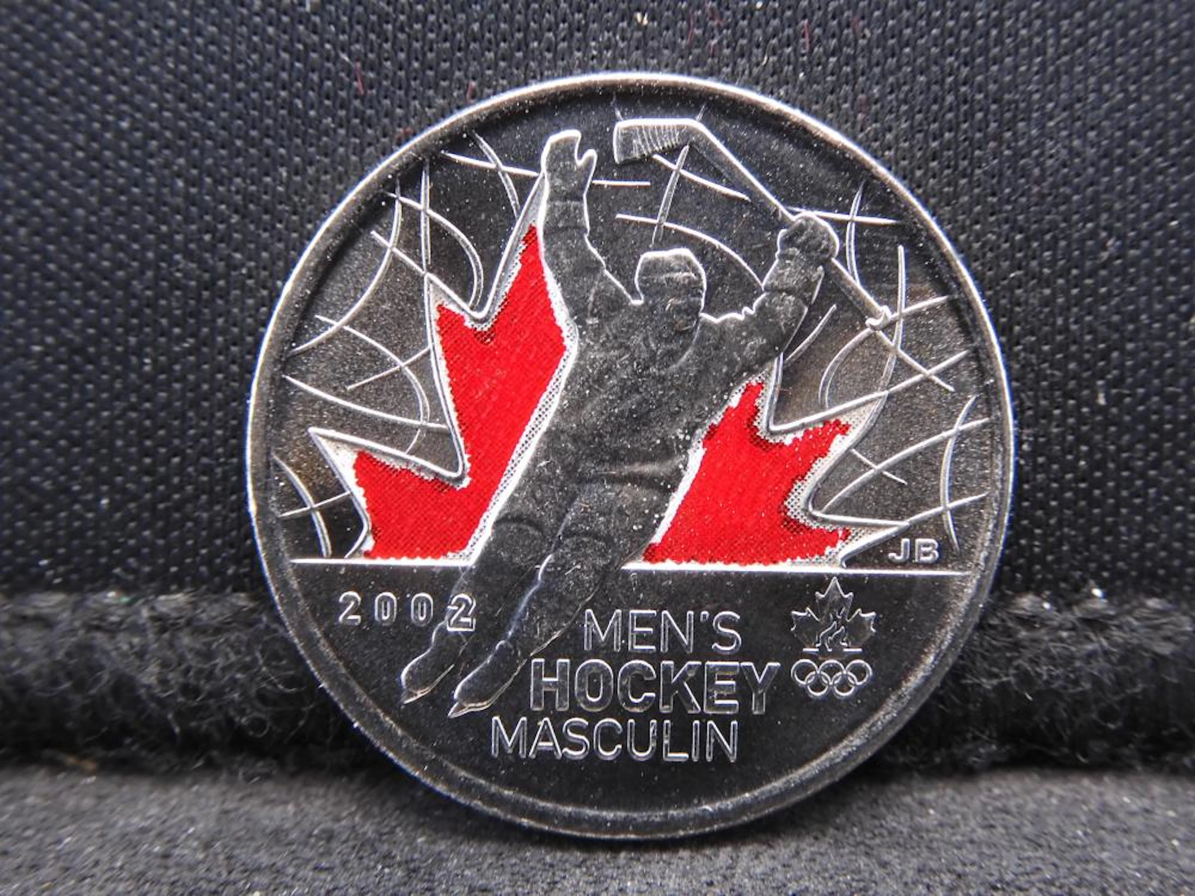 Canada 2009 Vancouver 2012 Olympics Men's Hockey colored 25 Cent Coin.