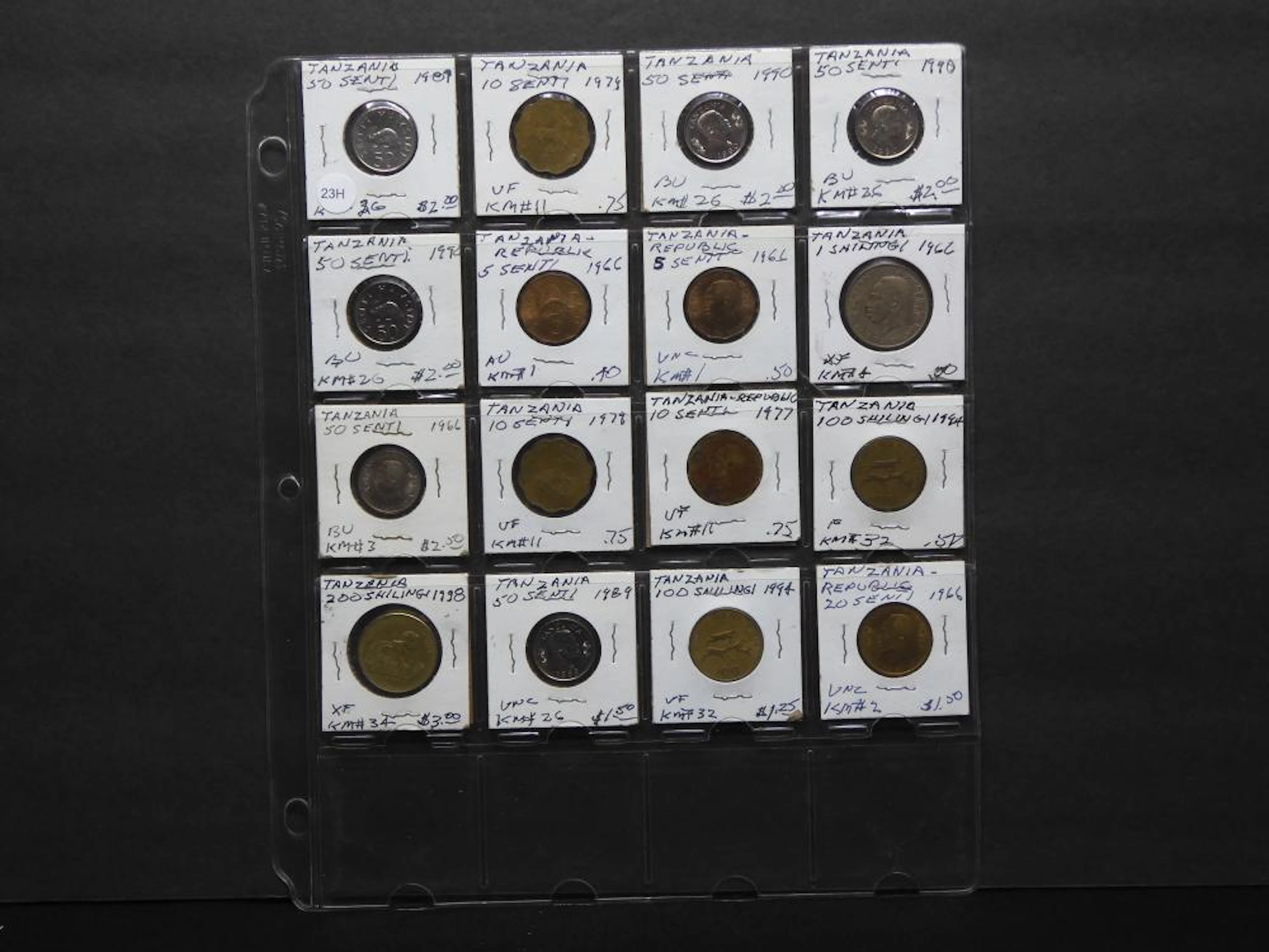 16 Carded Coins From Tanzania