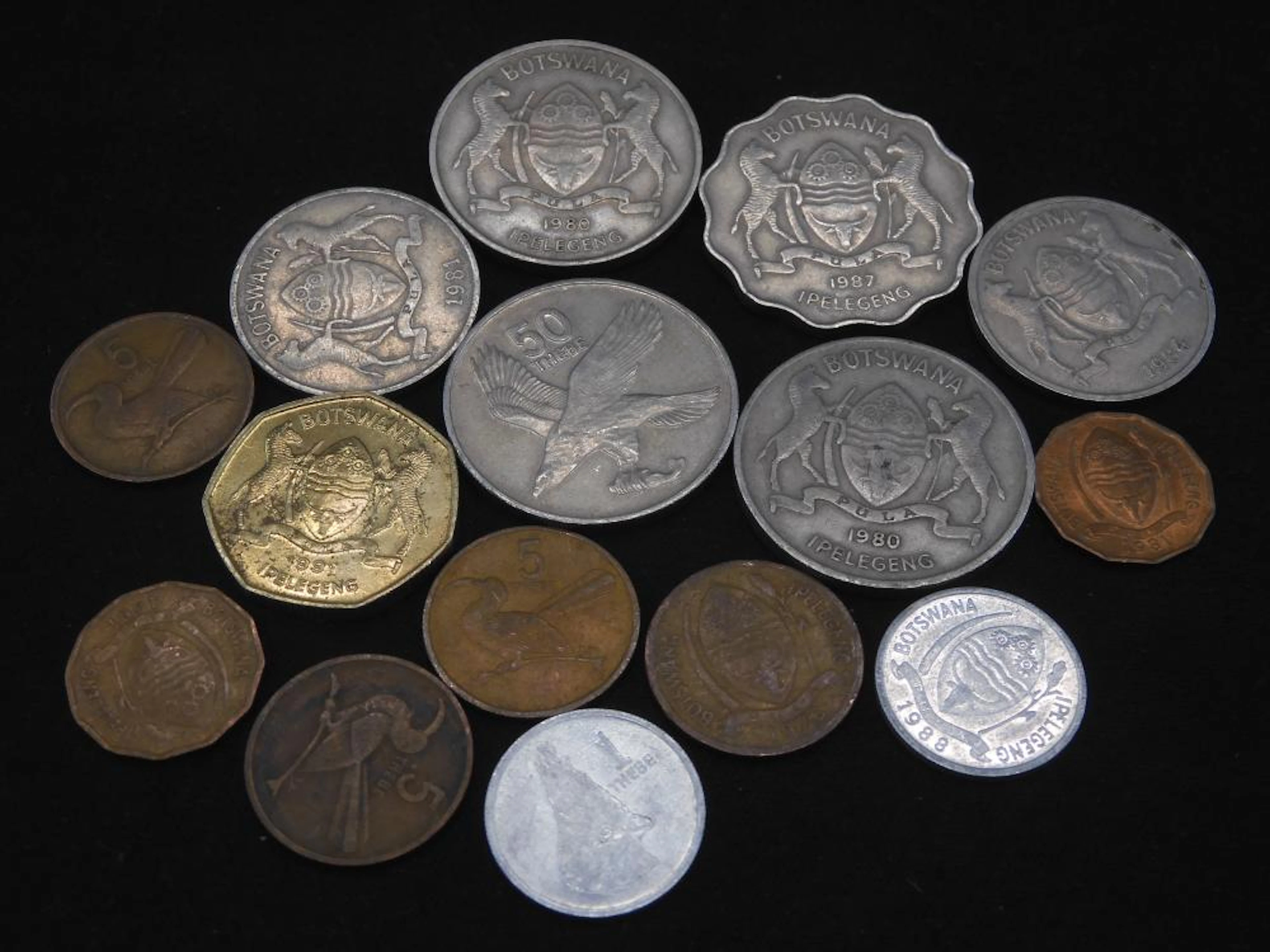 (15) BOTSWANA COINS (SOME UNC)