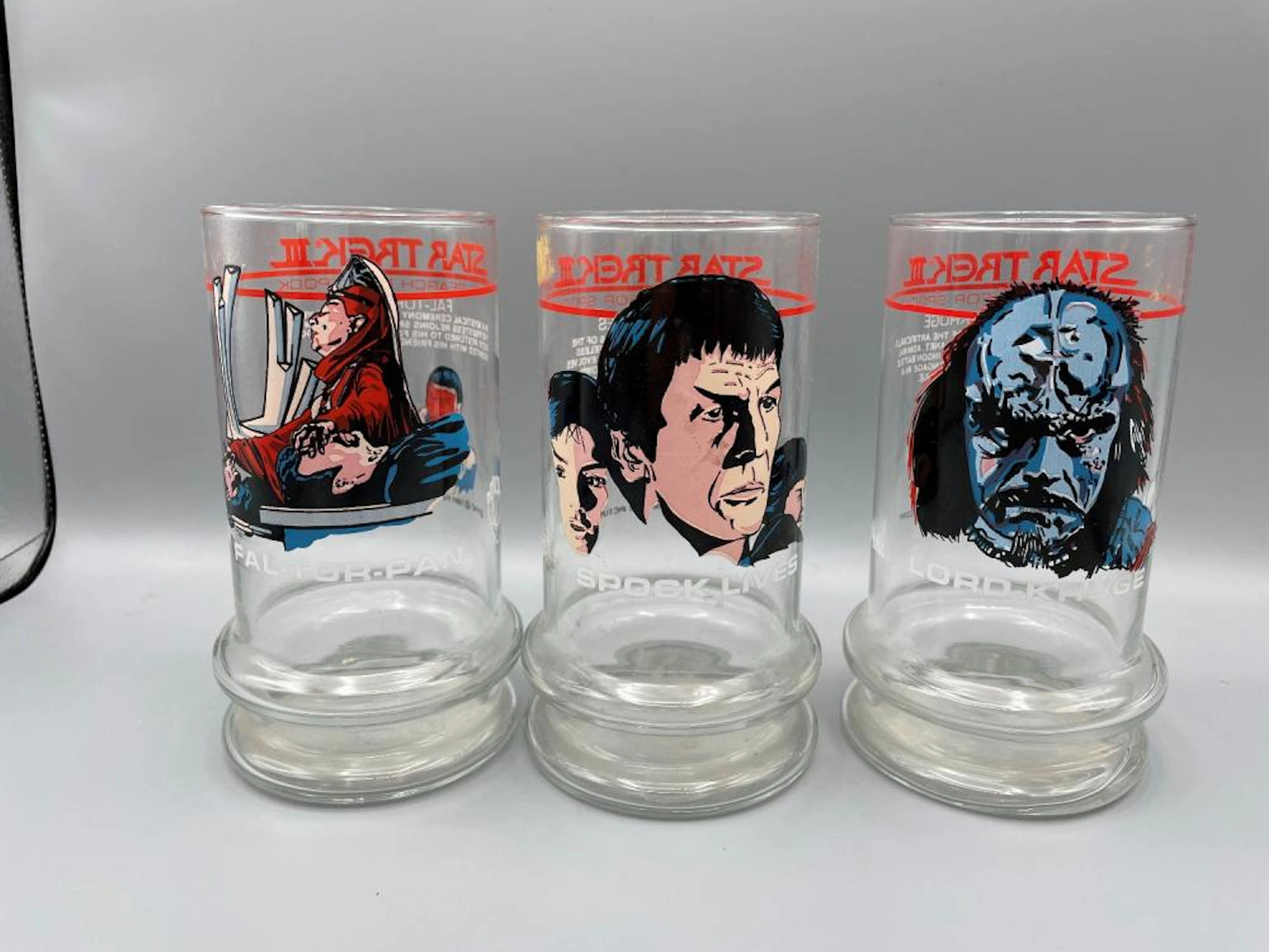 1984 Taco Bell Star Trek III The Search For Spock Lot of 3 Glasses