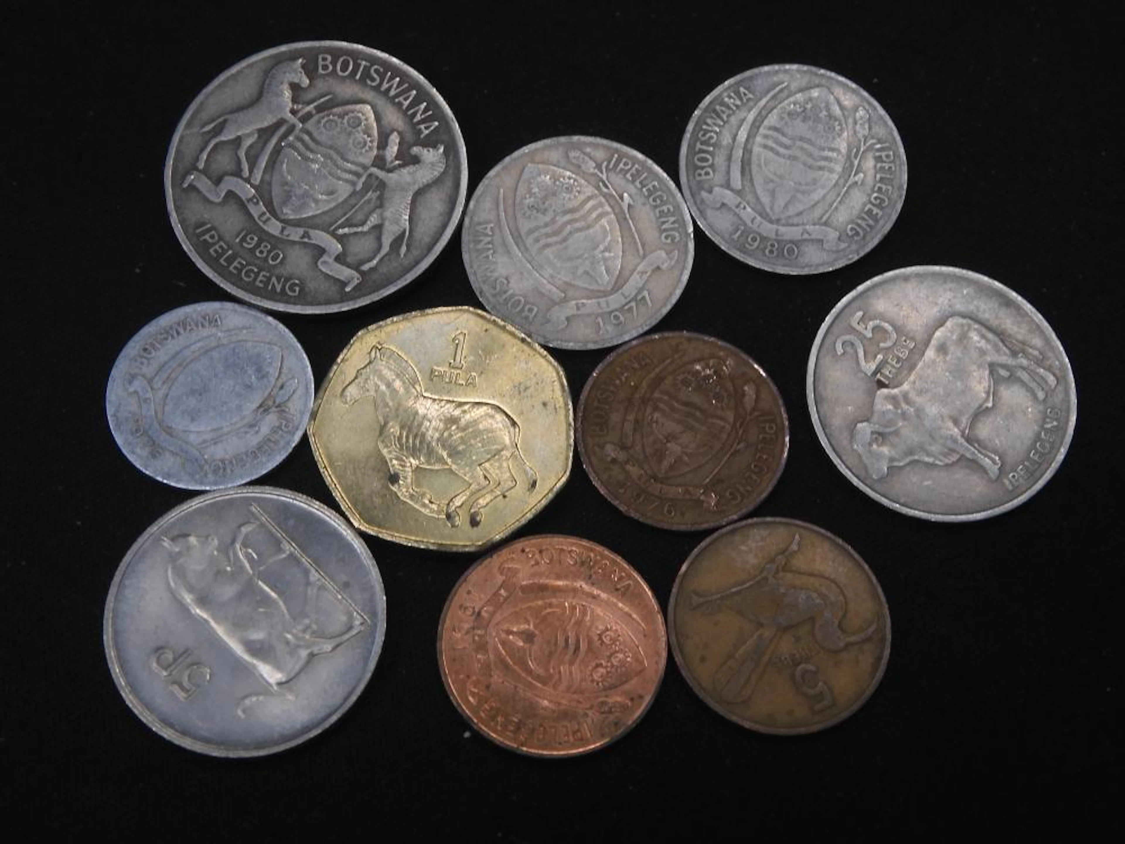 (10) BOTSWANA COINS (SOME UNC)