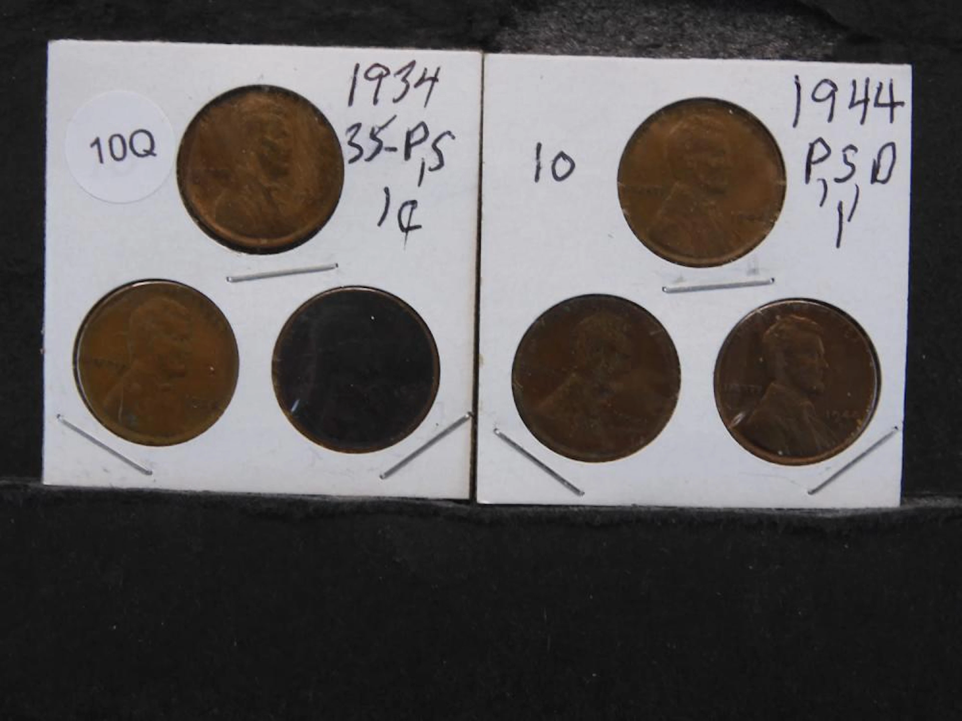 1934, 1935-P 1935-S, 1944 P/S/D LINCOLN WHEAT CENTS