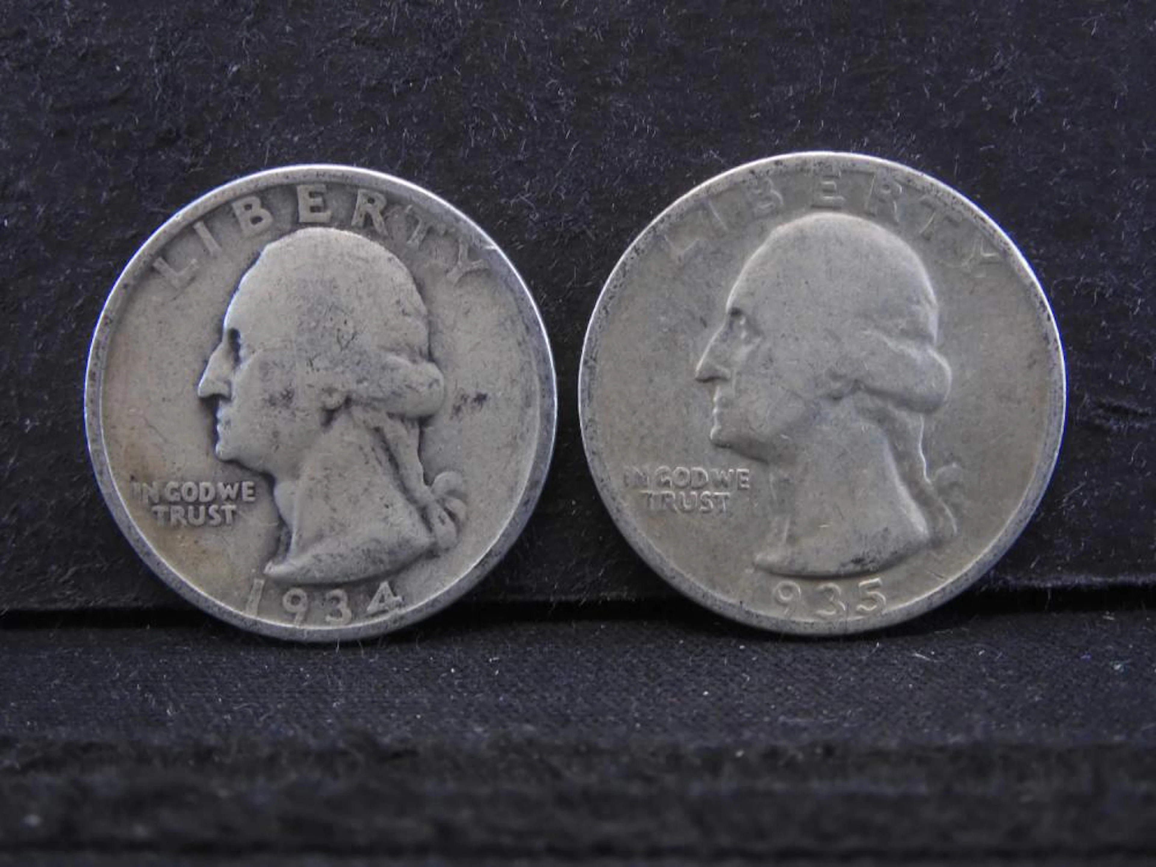 1934 & 1935-S SILVER/90% WASHINGTON QUARTERS