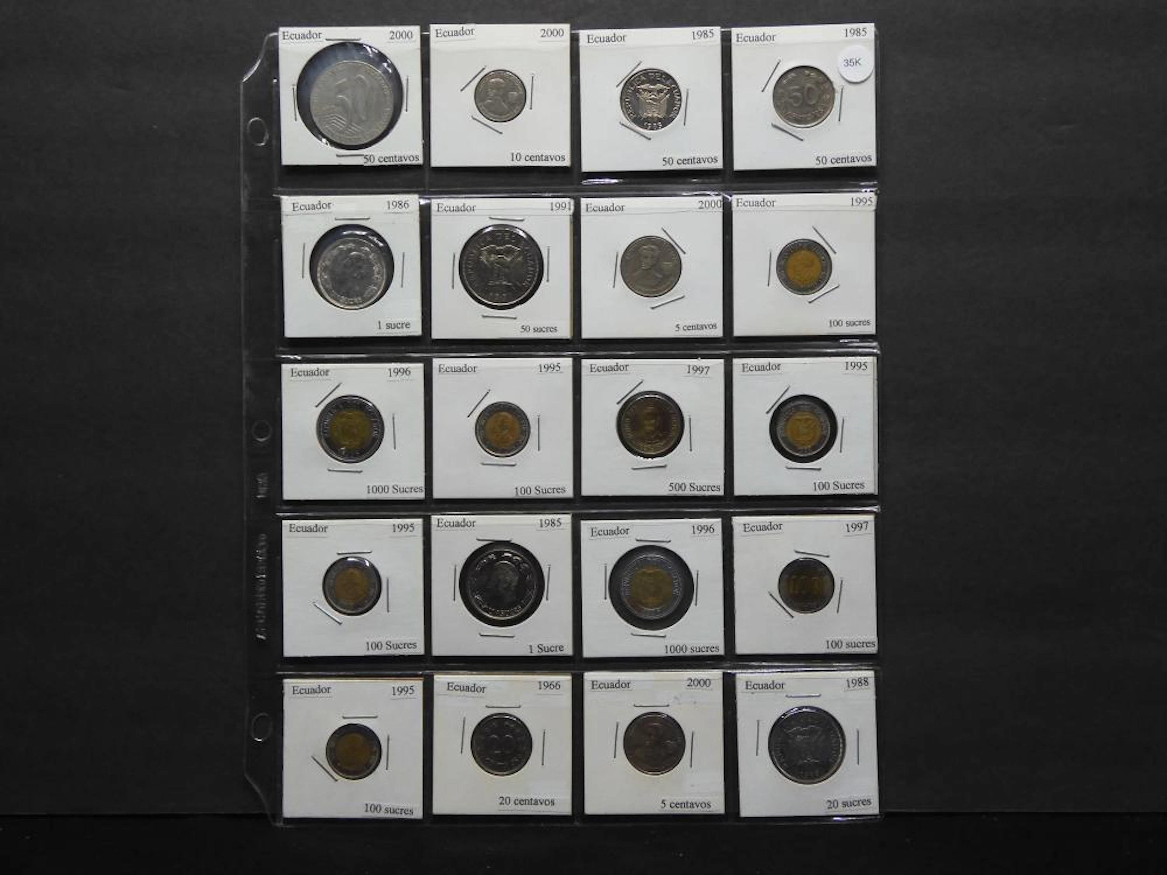 Assortment Of 20 Ecuador Coins, 1966 To 2000.