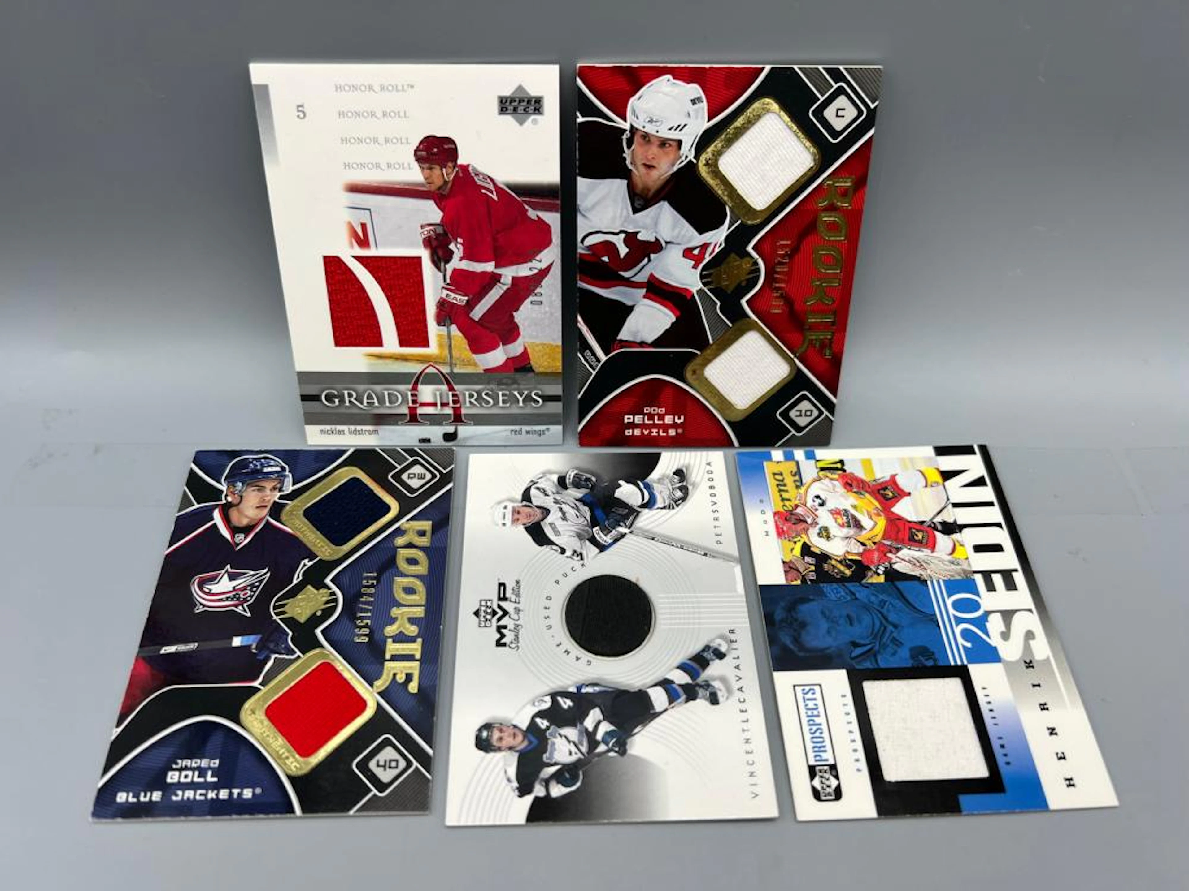Lot of 5 NHL Hockey Memorabilia/Relic Cards
