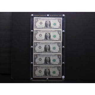 Reserve Bank Complete Set - 1963-B Barr $1 Notes in Acrylic Holder