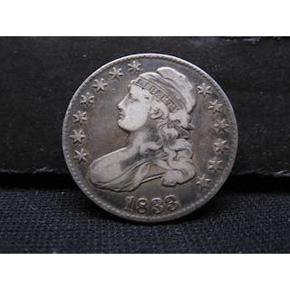 1833 United States Capped Bust Half Dollar. Rare Type Coin.