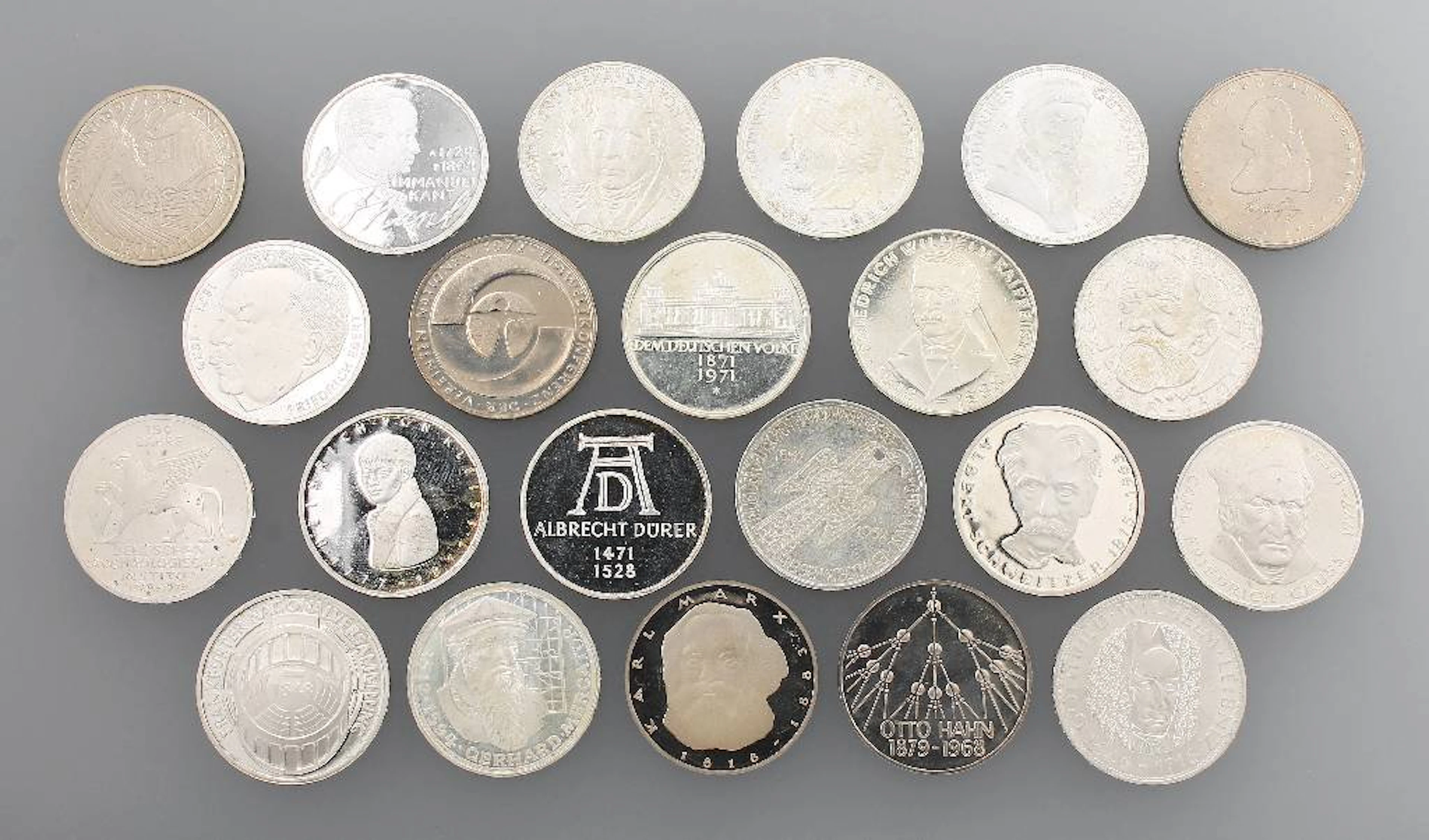 Lot 77 silver coins, 5 Mark, Germany