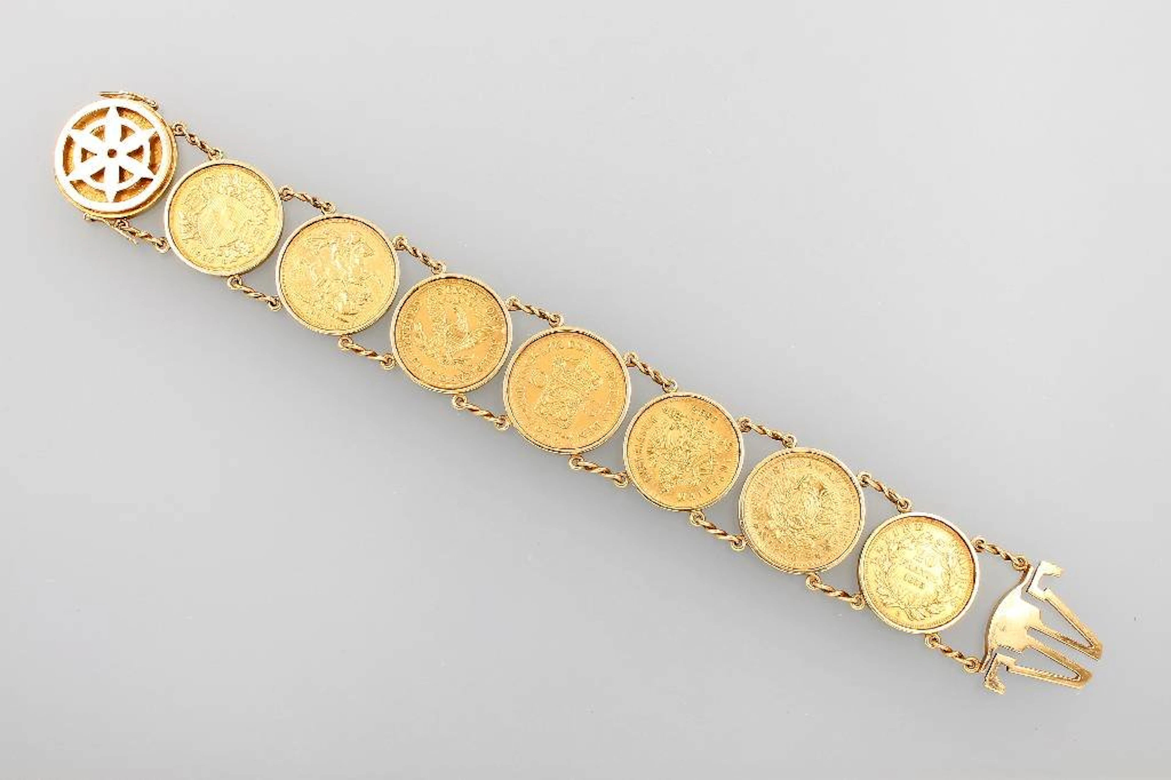 Bracelet with coins, setting YG 585/000