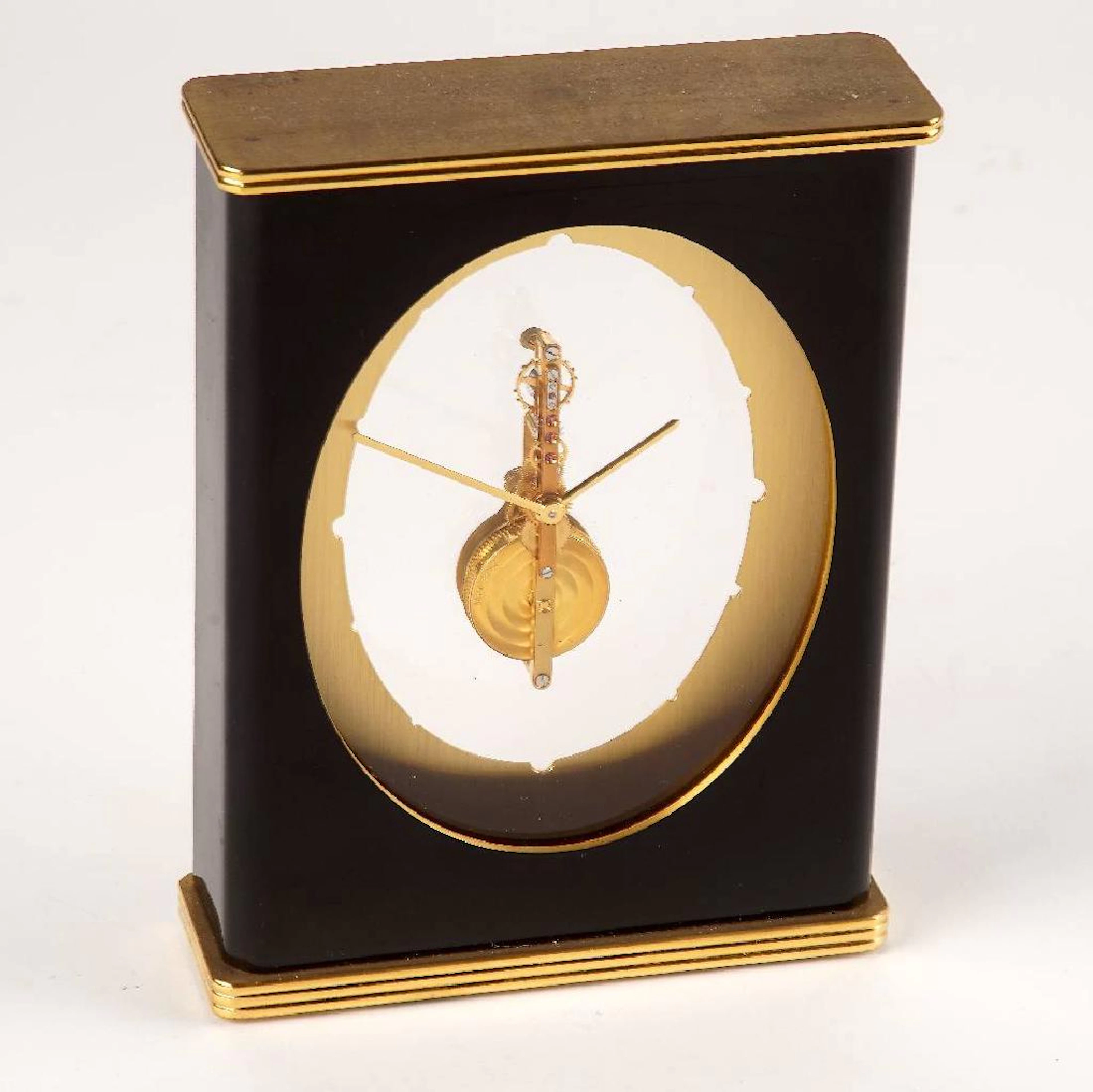 Jaeger-LeCoultre glazed table clock with bar movement