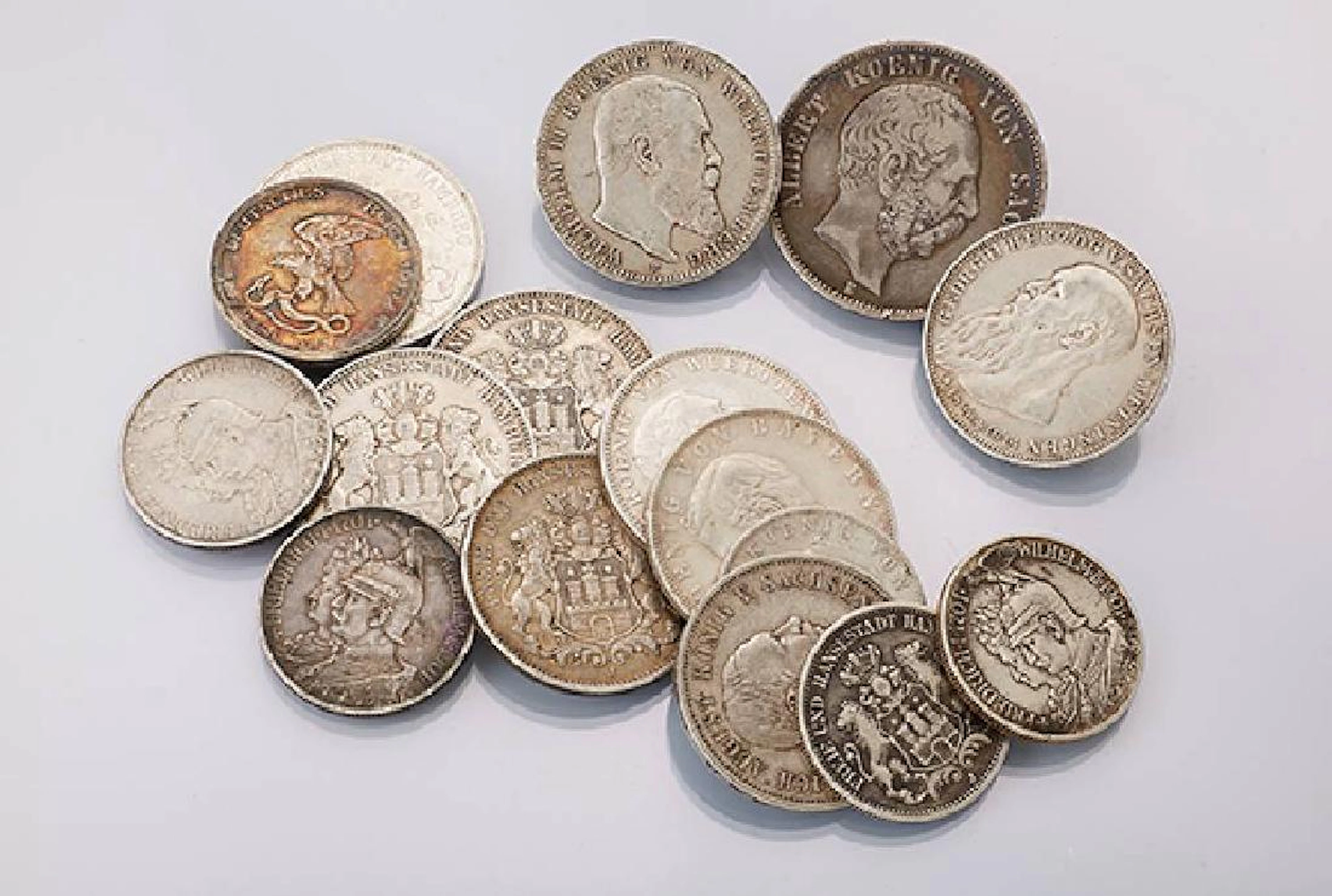 Lot 20 silver coins, German Reich, comprised of: 1 x 3