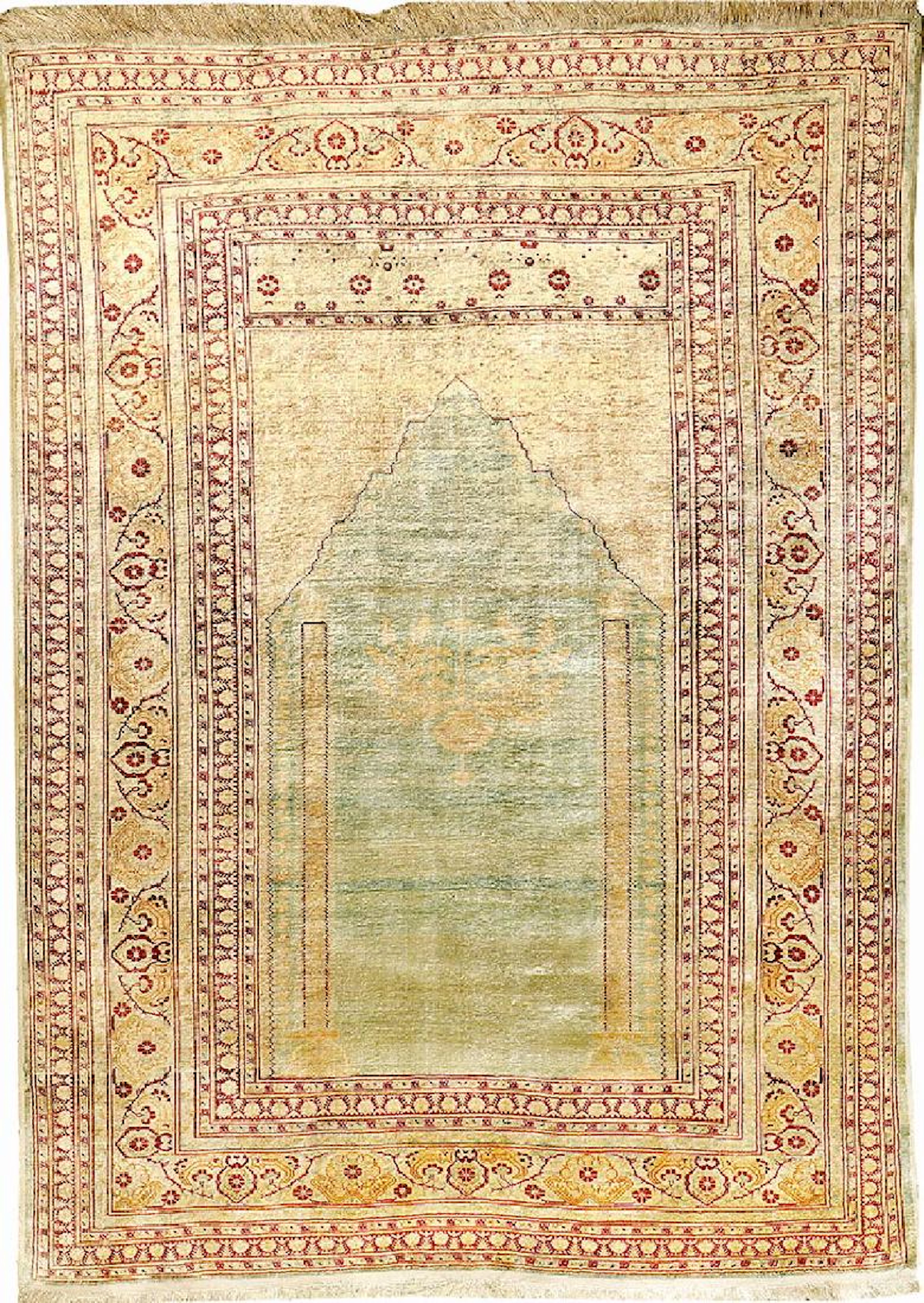 Fine Sky-Blue Silk Tabriz 'Hadji-Jalili' Rug