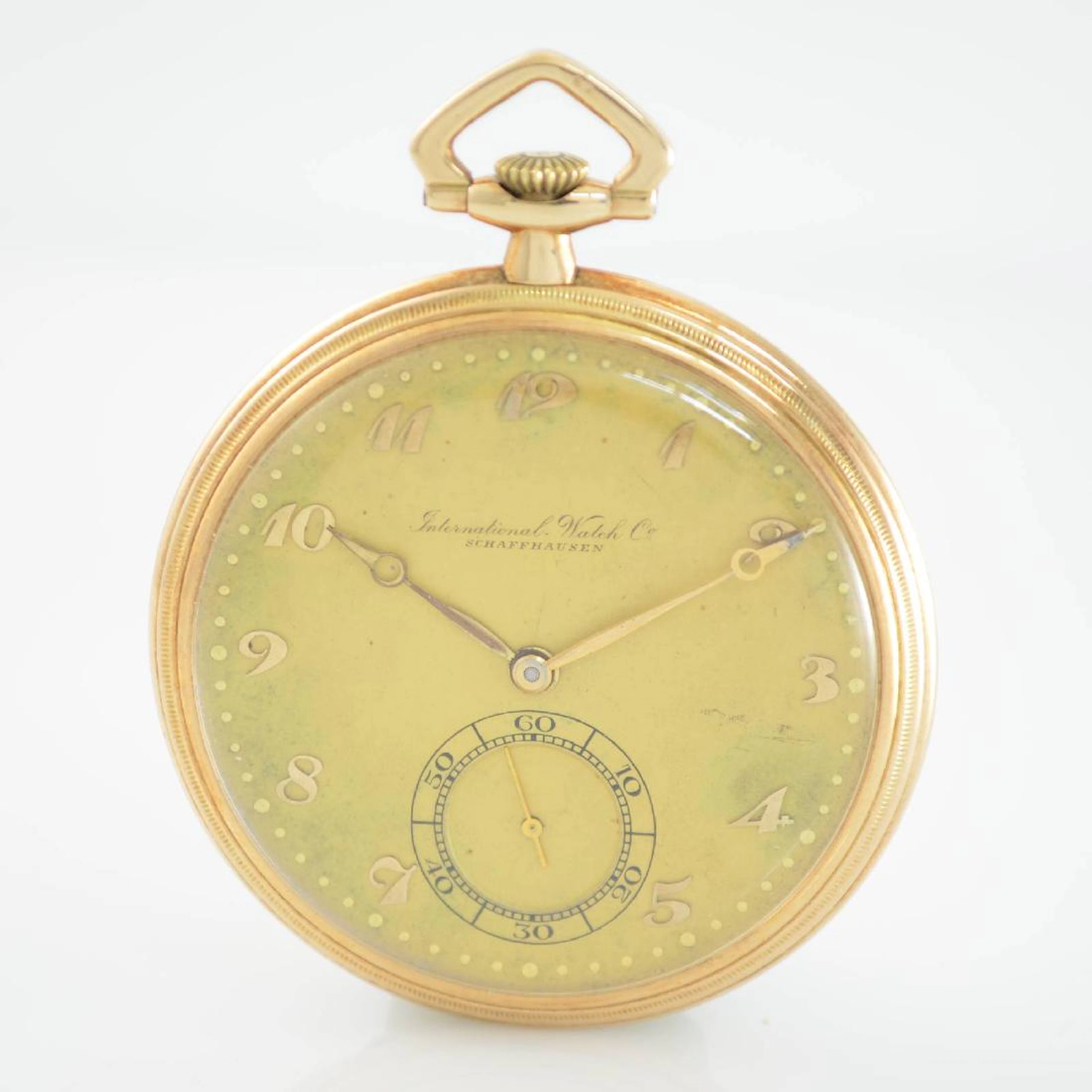 IWC 14k pink gold open face pocket watch calibre 73