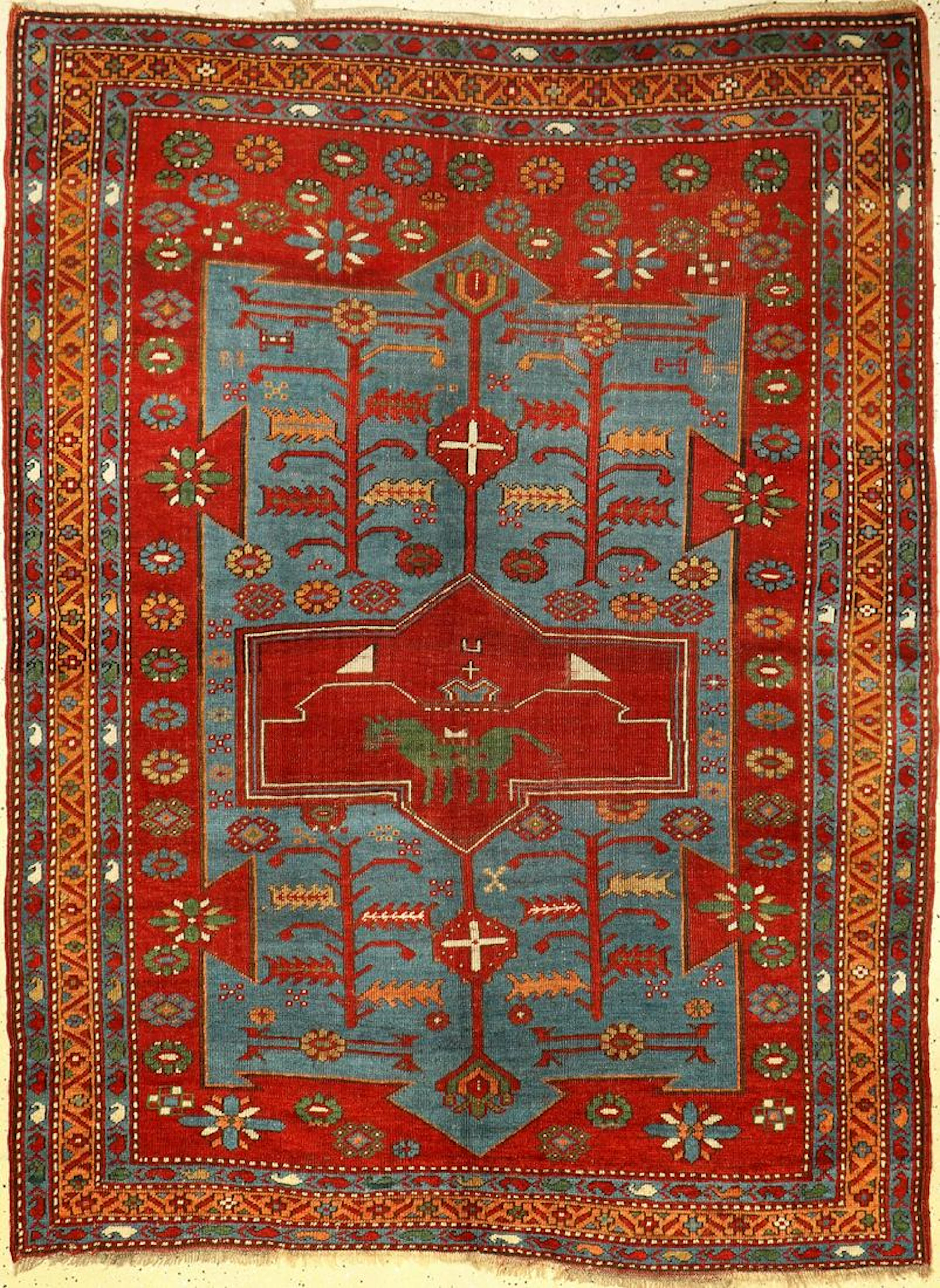 Armenian Kazak Rug (Green Horse Motif),
