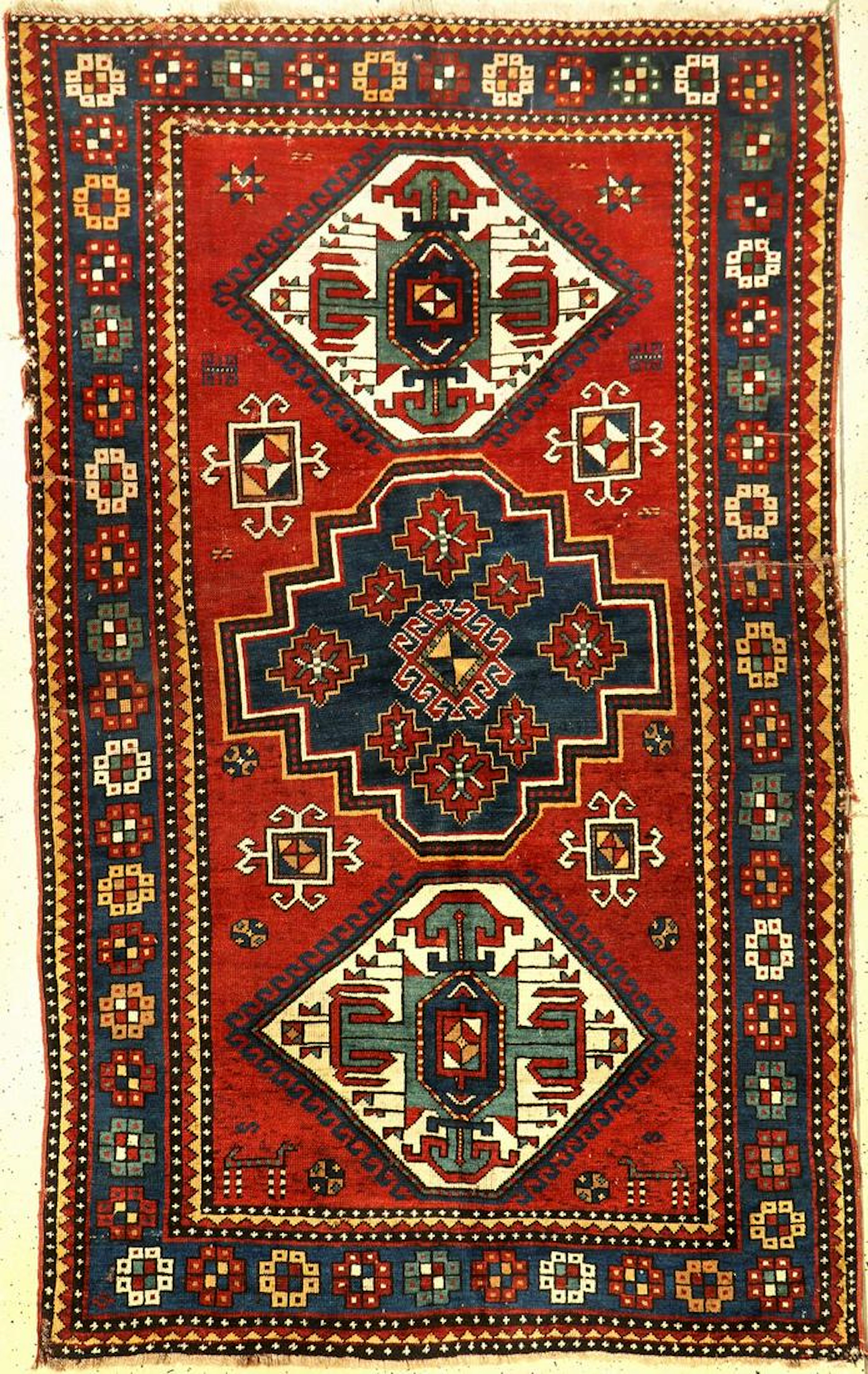 Three Medallion Kazak Rug (Lori Pambak Pattern),