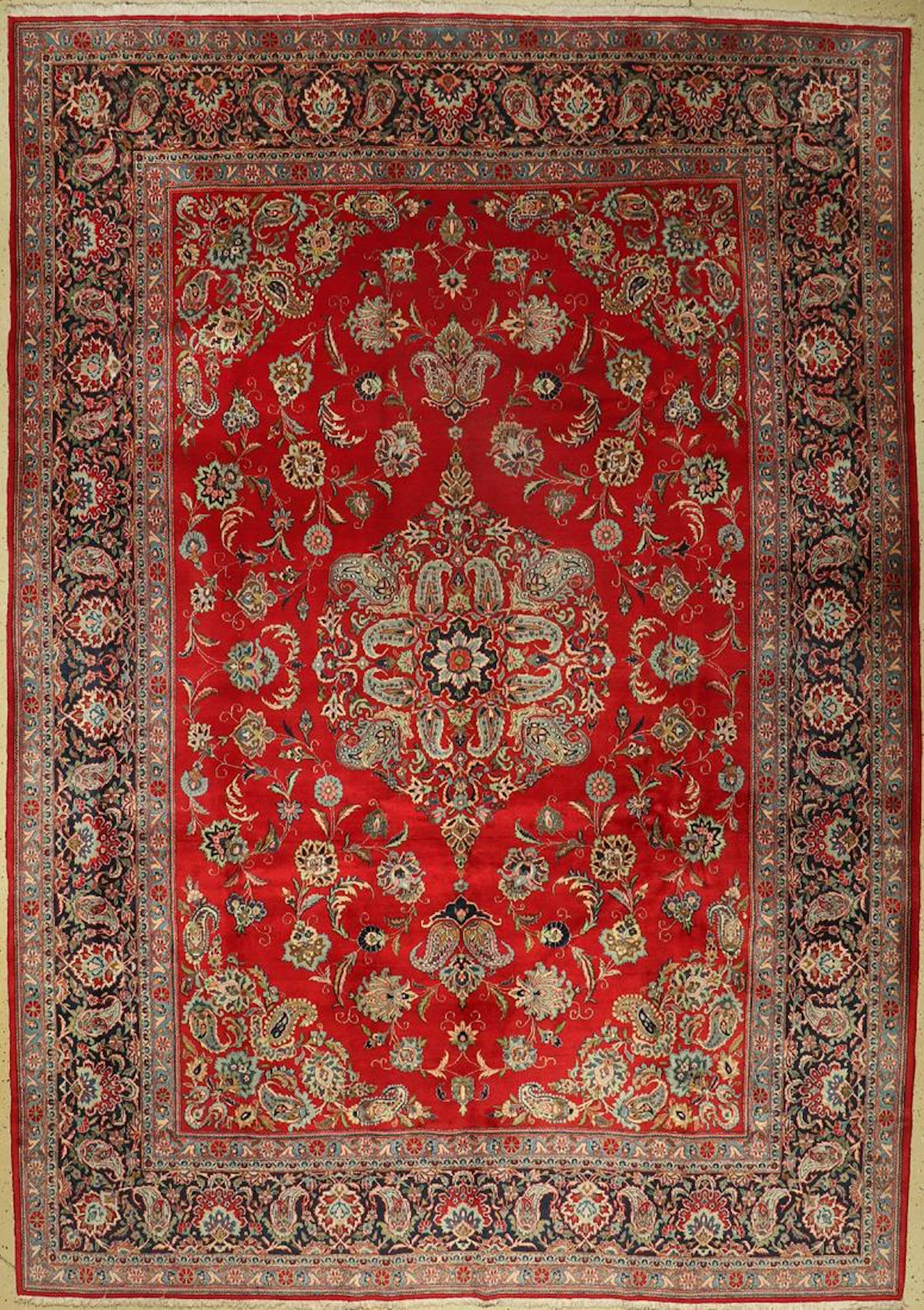 Kashan old, Persia, approx. 60 years, wool on cotton