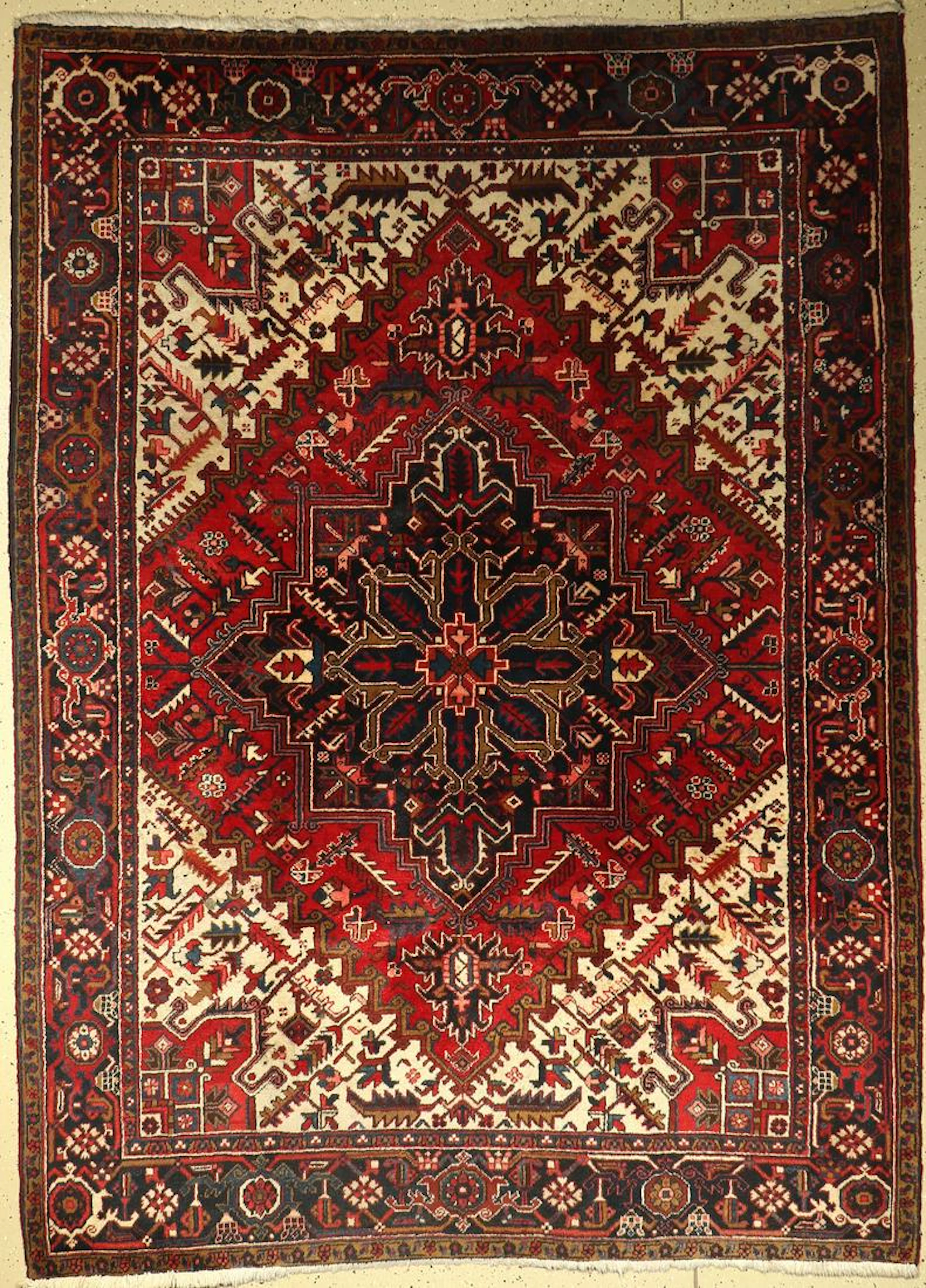 Heriz old, Persia, approx. 50 years, wool on cotton