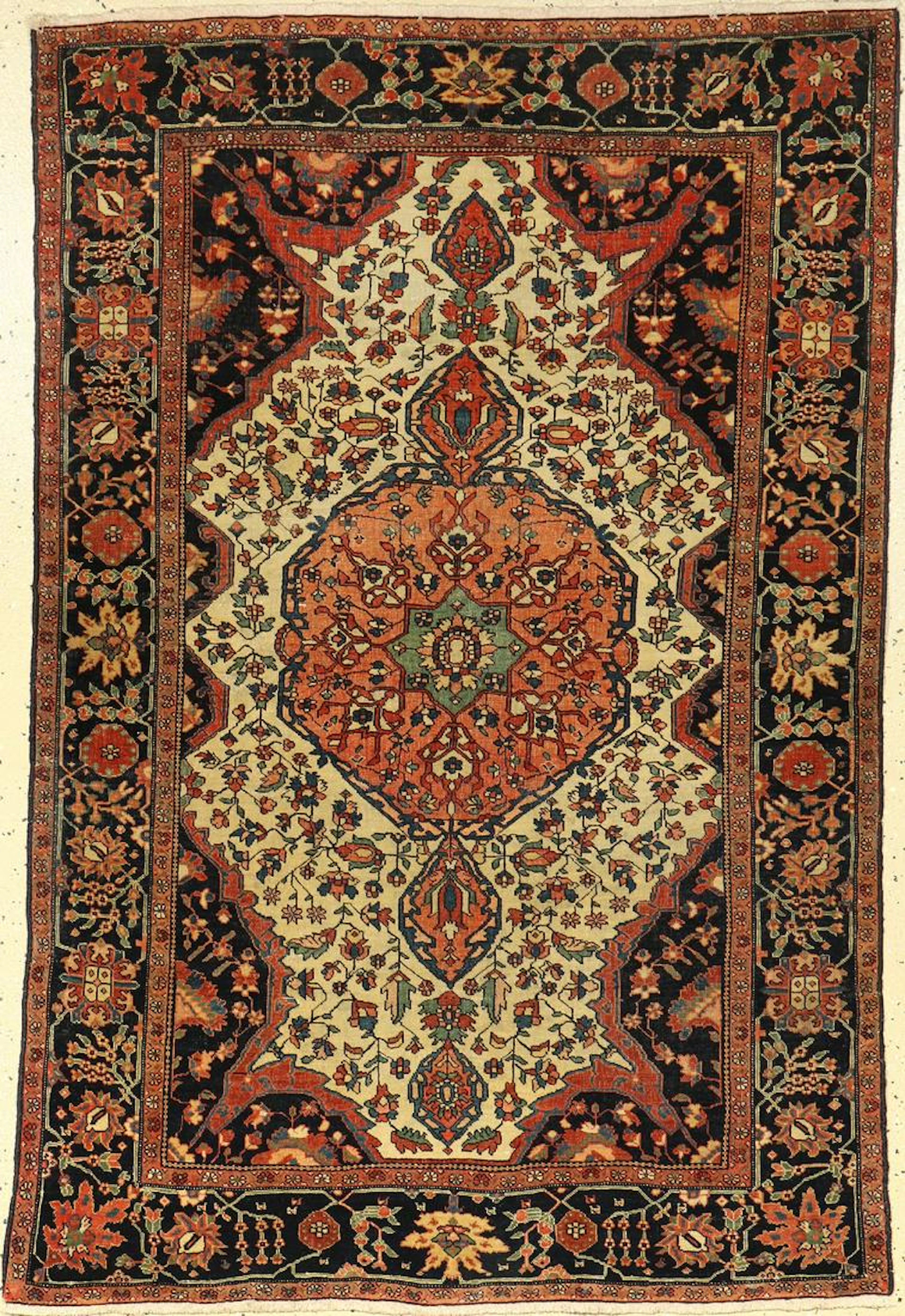 Fine white ground Farahan rug antique, Persia,19th