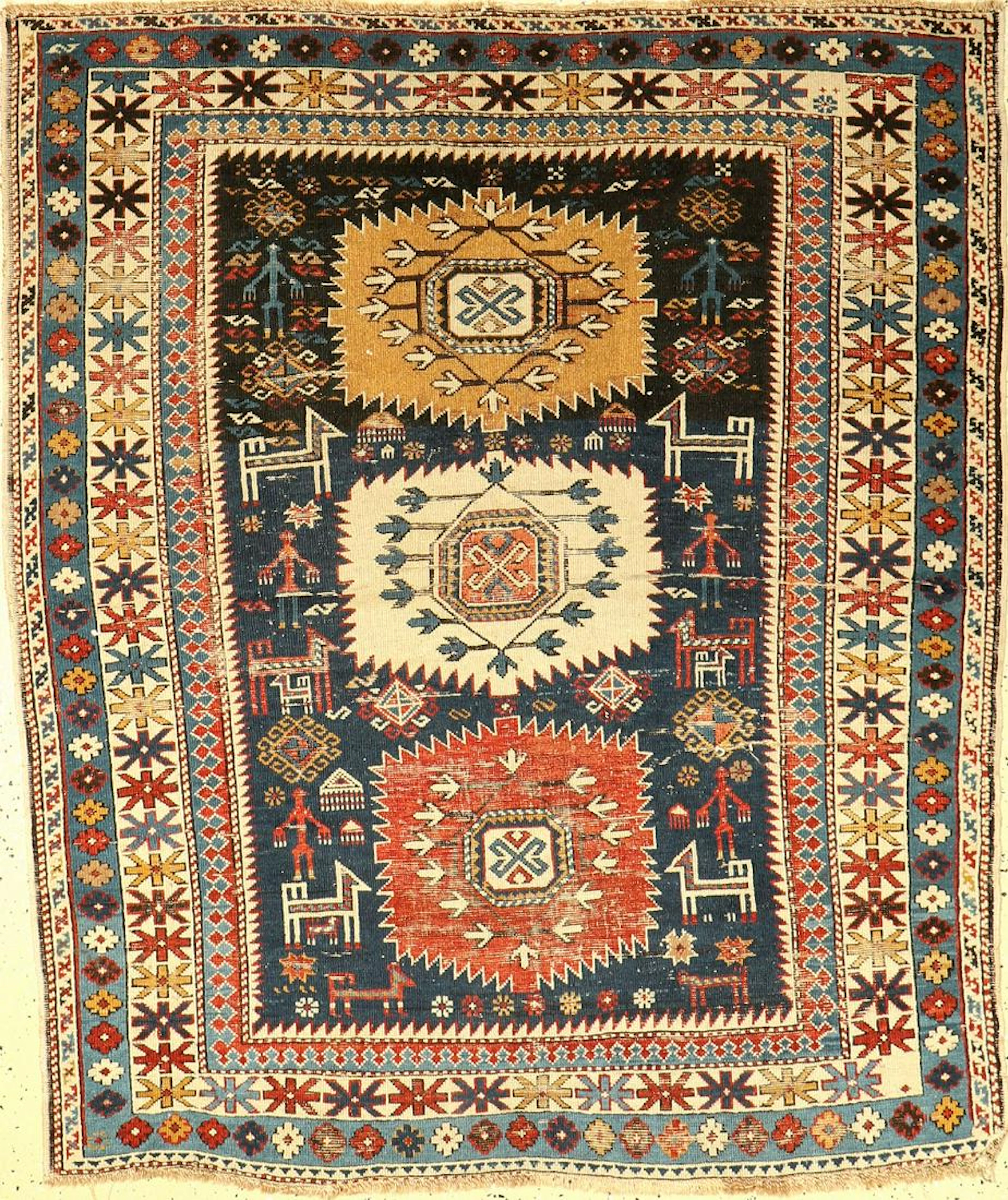 Antique Shirvan, Caucasus, around 1900, wool on wool