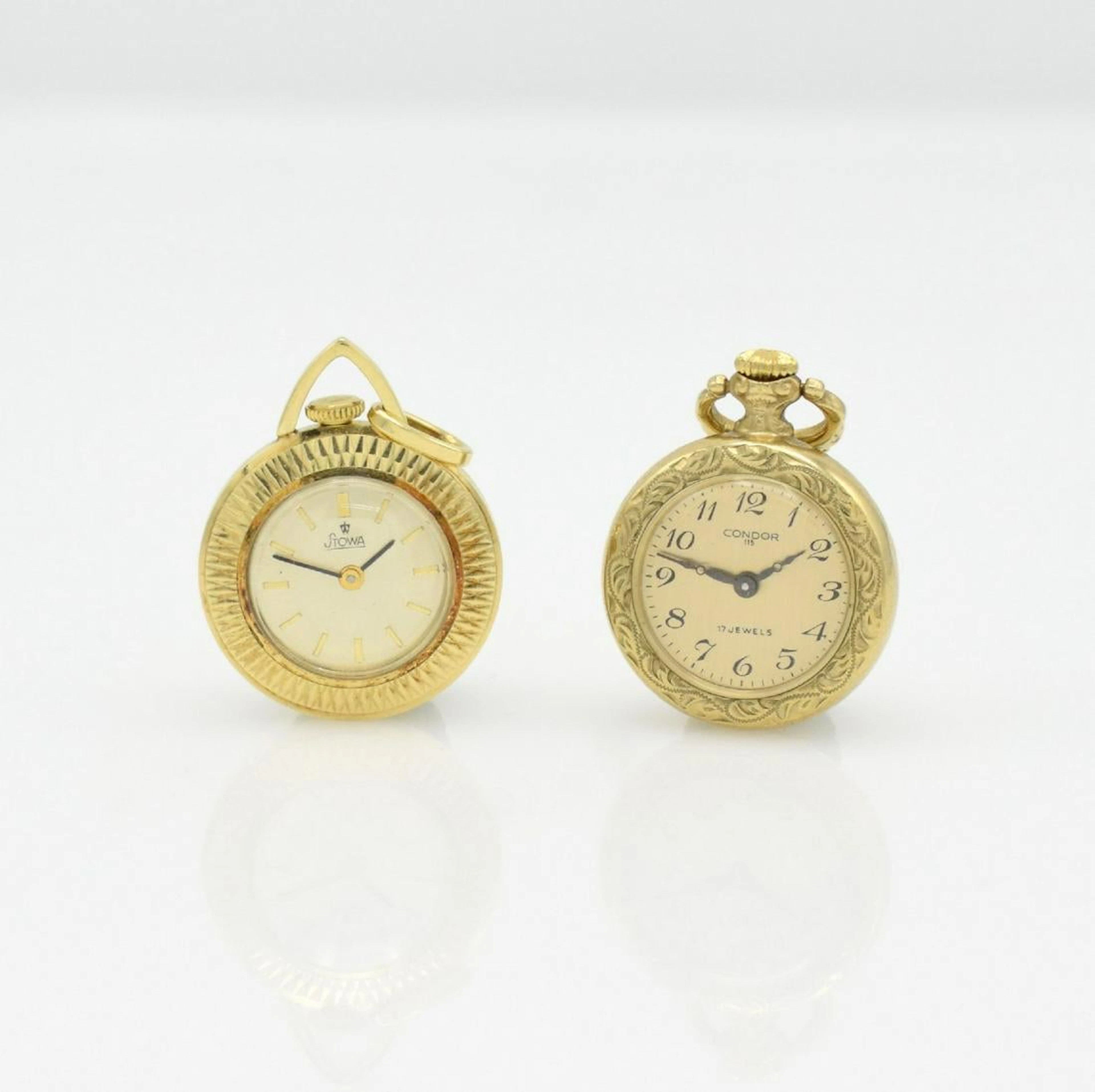 Set of 2 gold ladies pocket watches