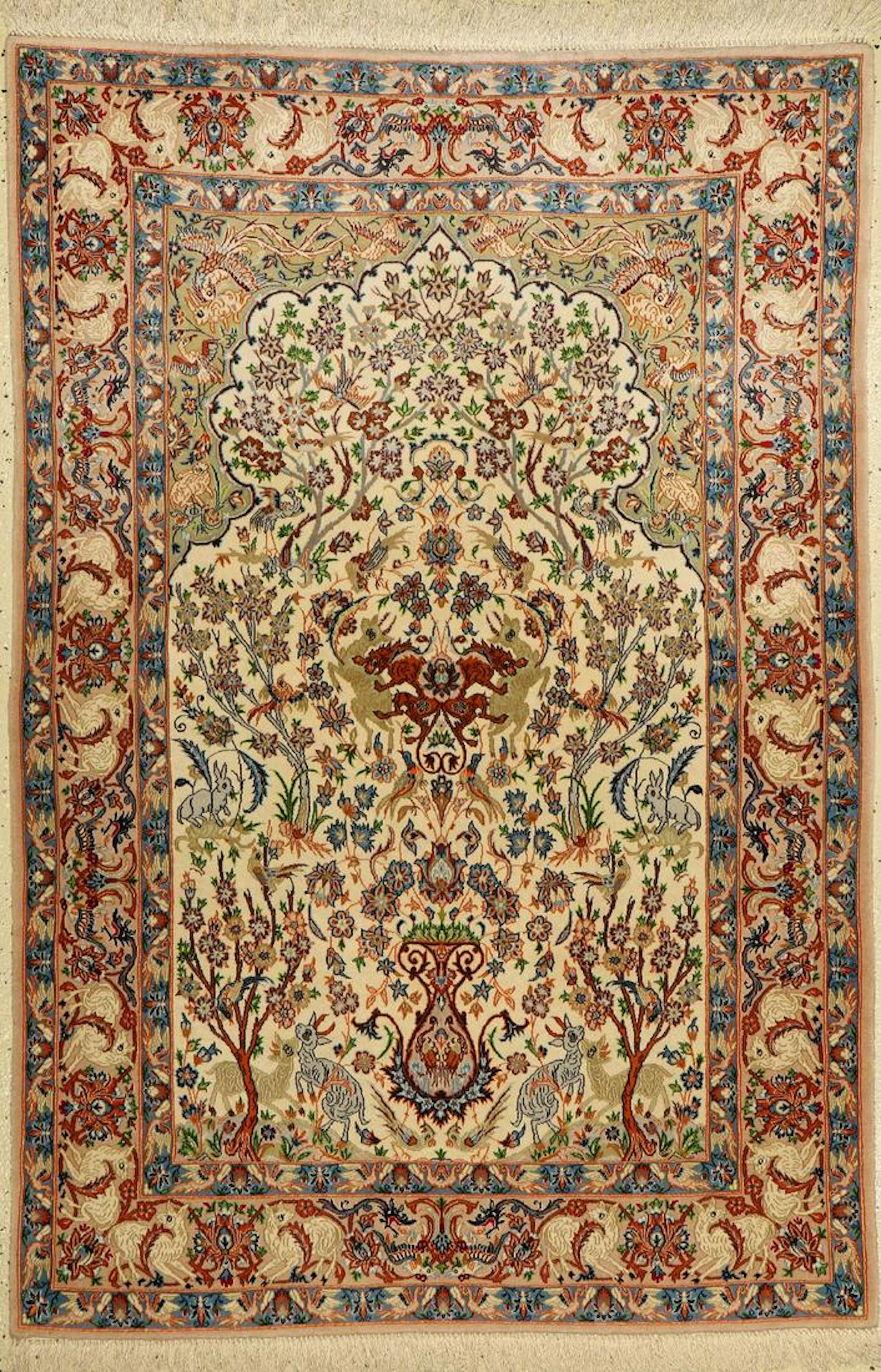 Isfahan fine, Persia, approx. 60 years, wool on silk
