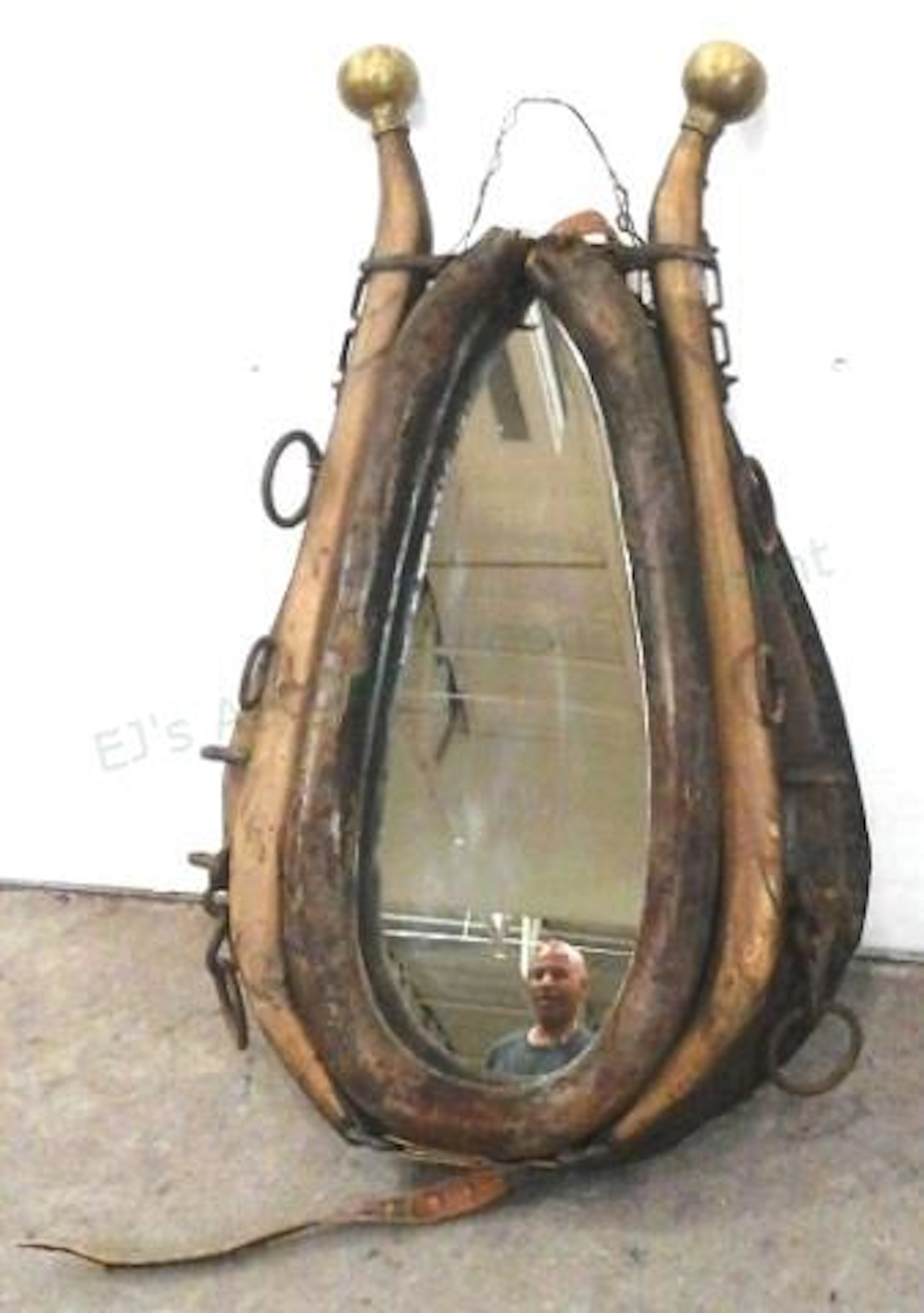 Southwester Leather Horse Collar Wall Mirror