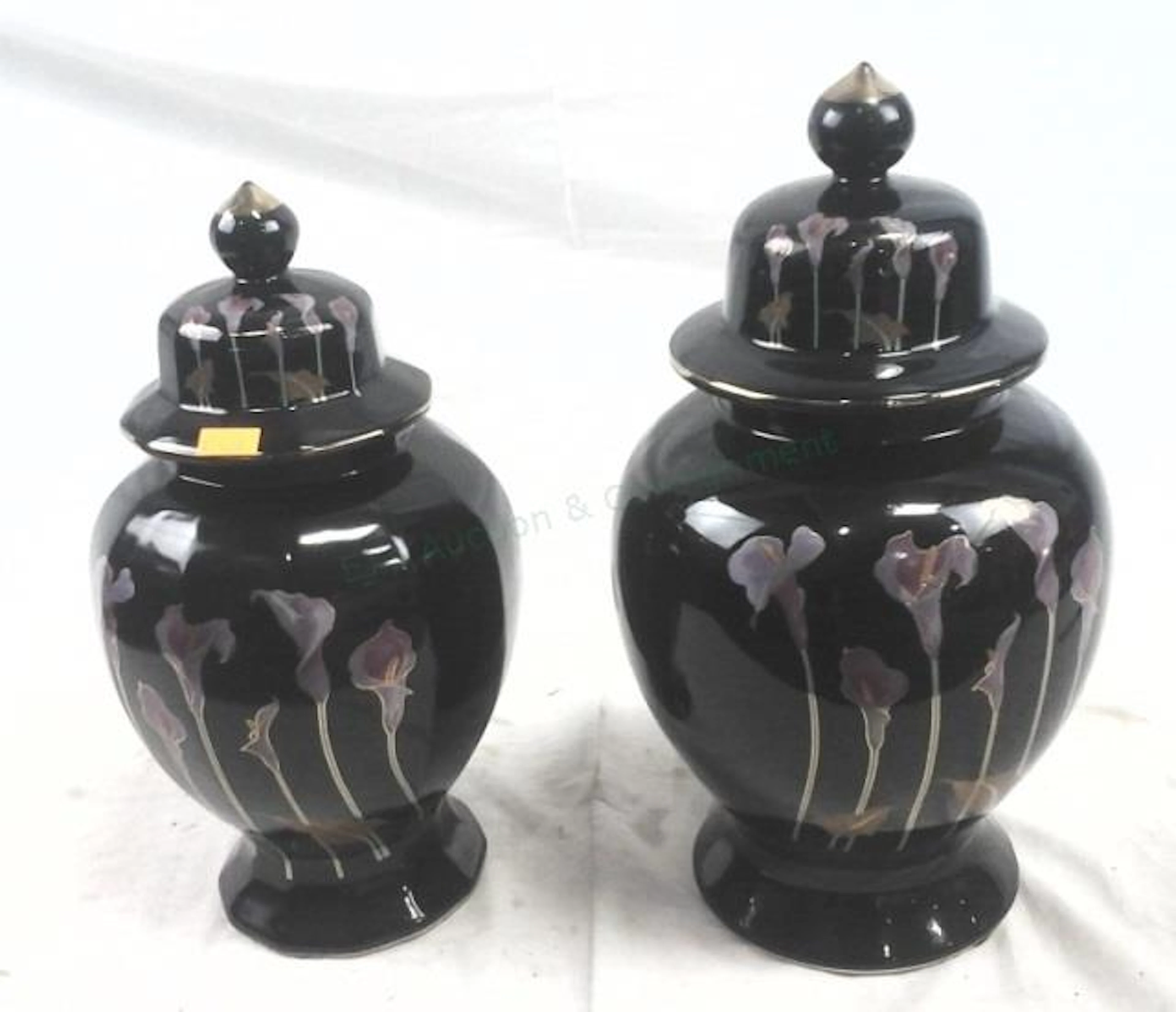2 Lidded Black Urn By Royal Porzellan