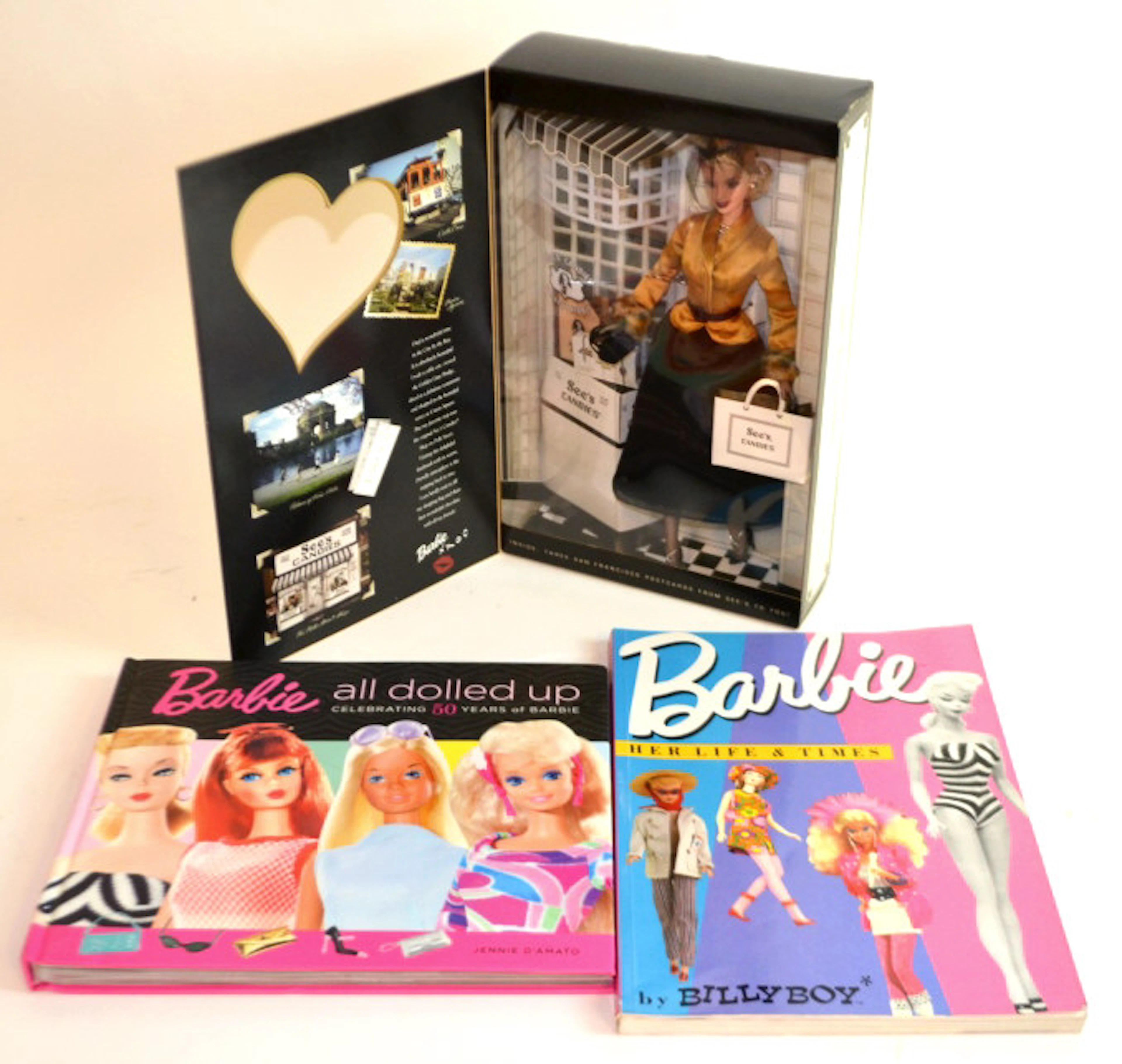 See's Candies Barbie W/ (2) Coffee Table Books