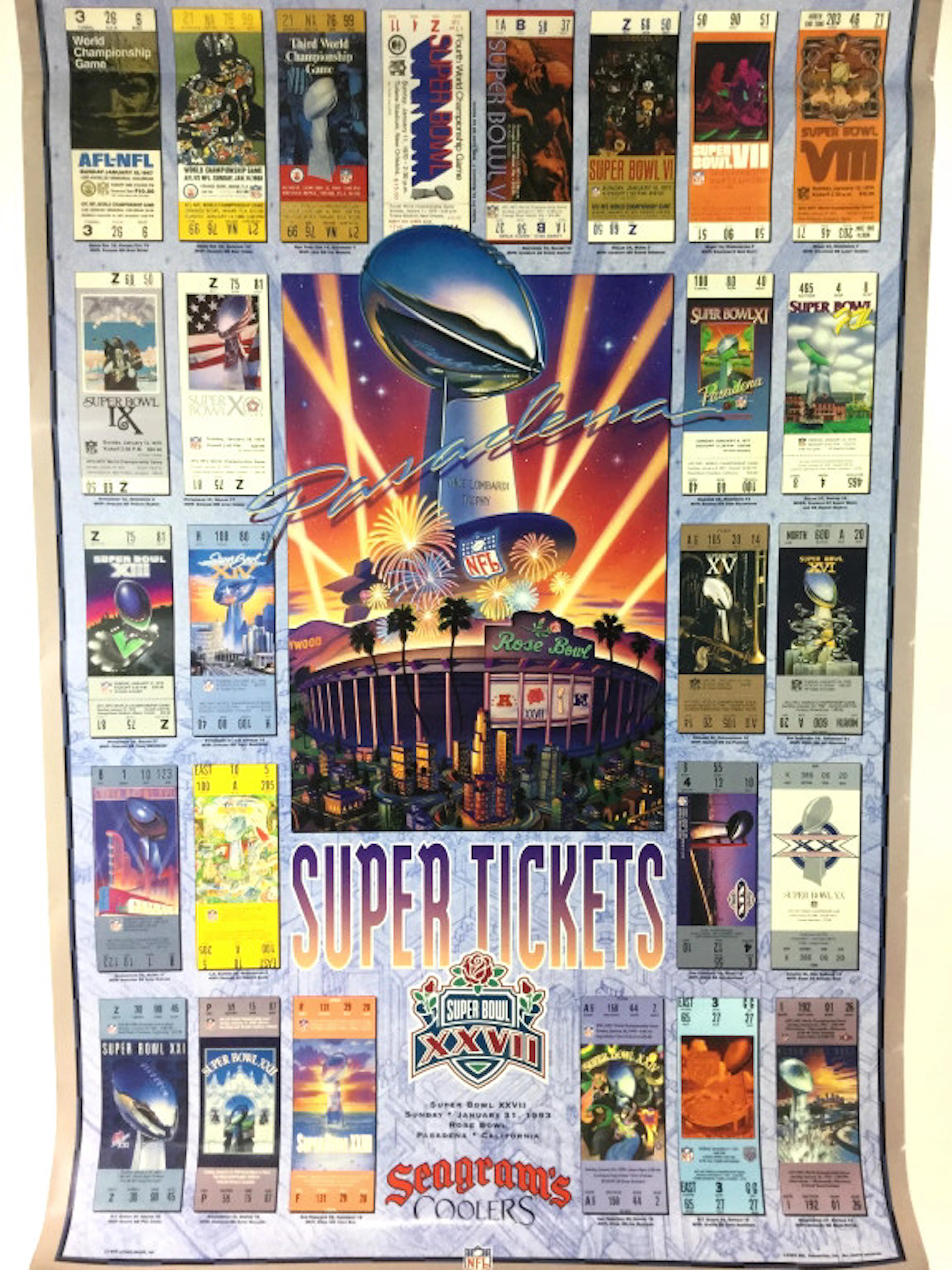 (2) Super Bowl Xxvii Super Tickets Posters