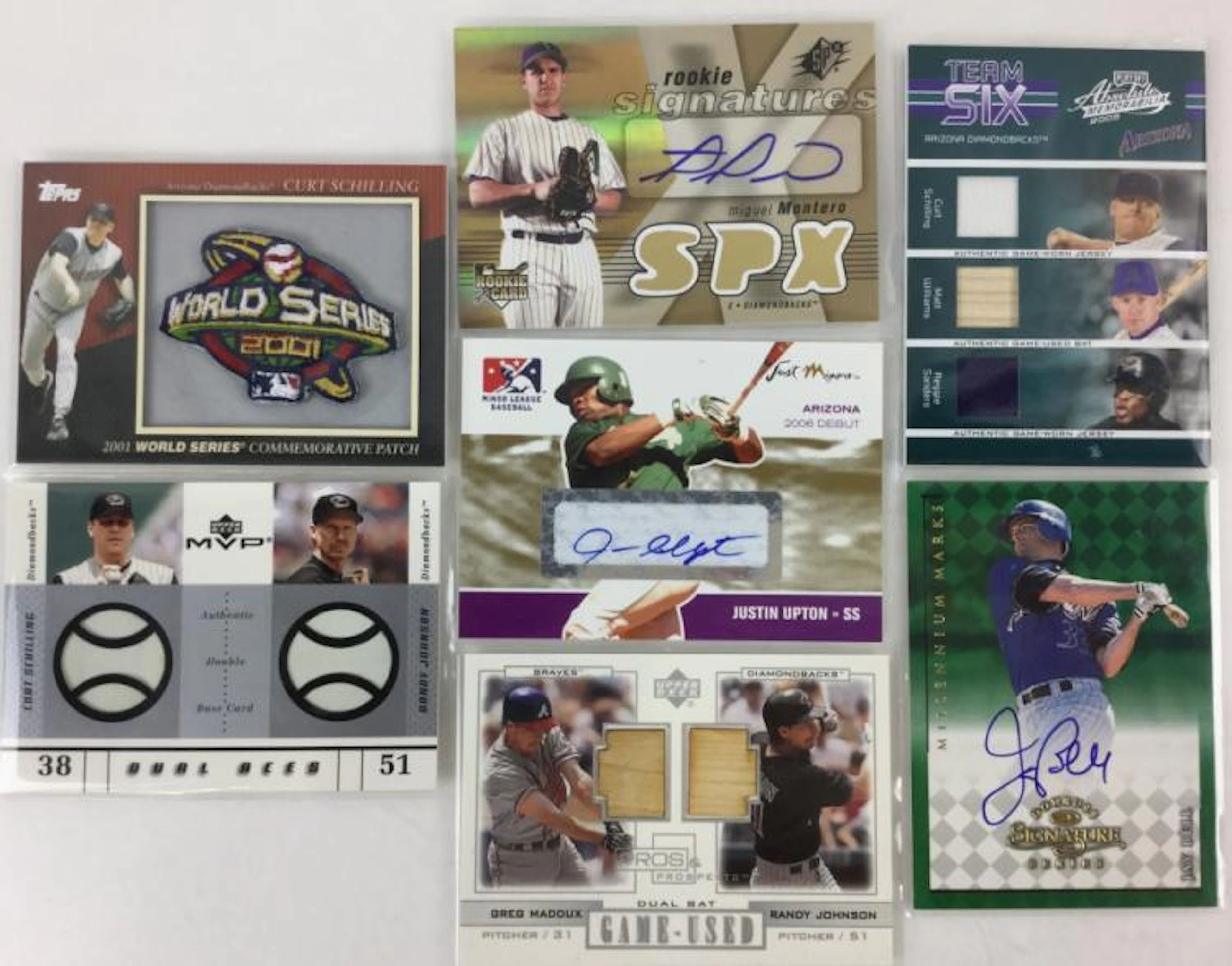 (7) Az Diamondbacks Game Used Memorabilia Cards