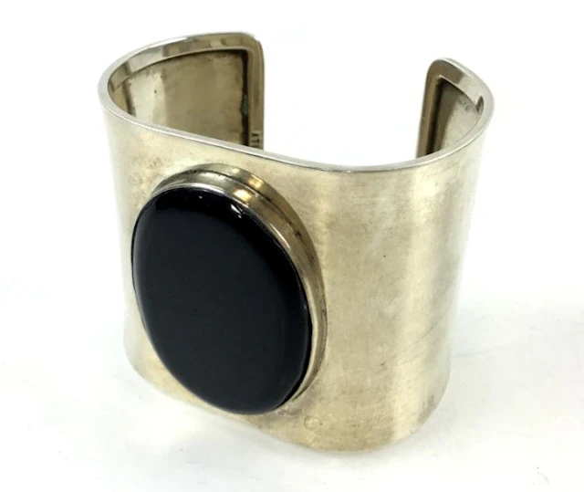 Sterling Silver Black Onyx Cuff Bracelet