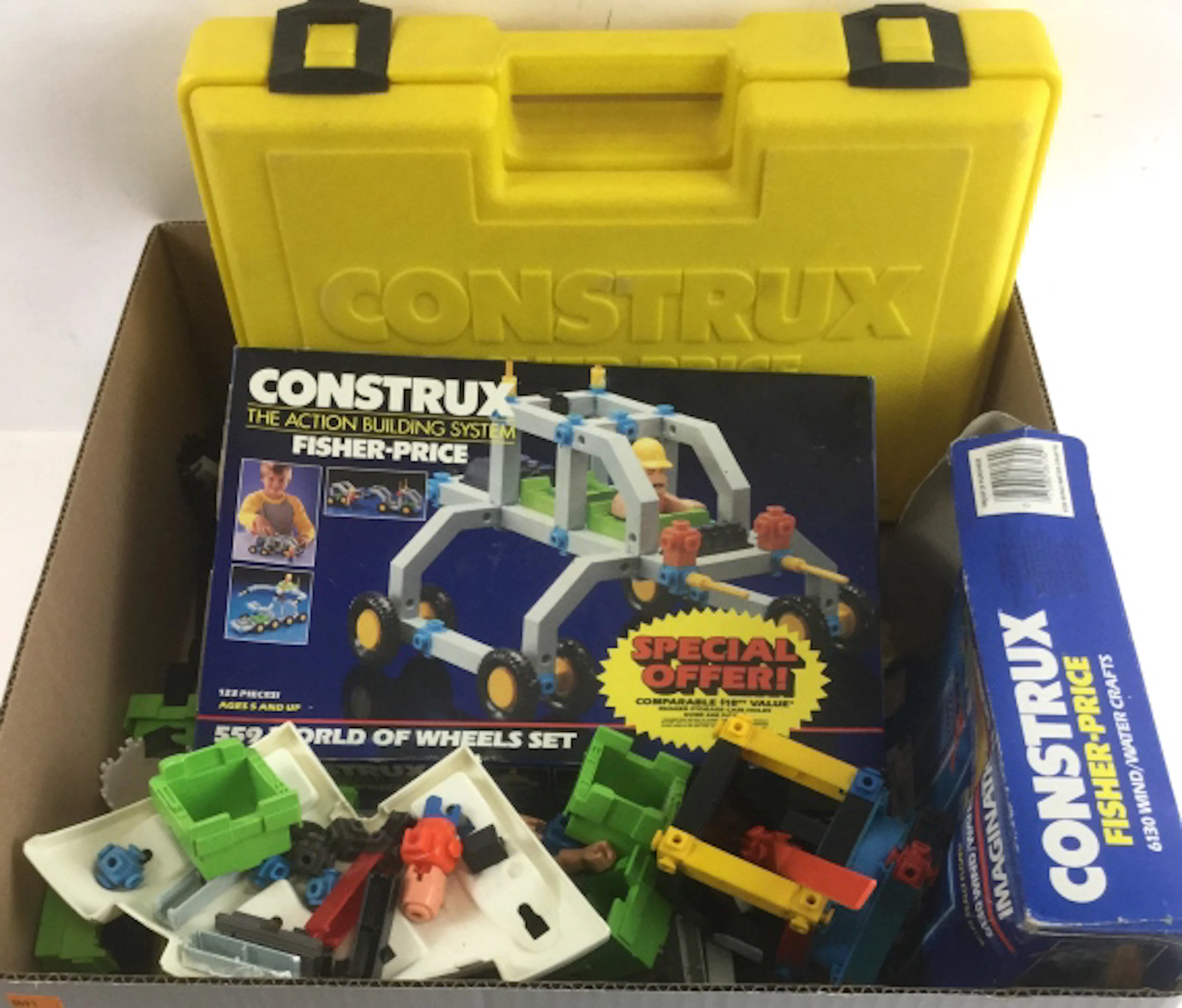 Vtg. Fisher Price Construx Building Toys W/ Case