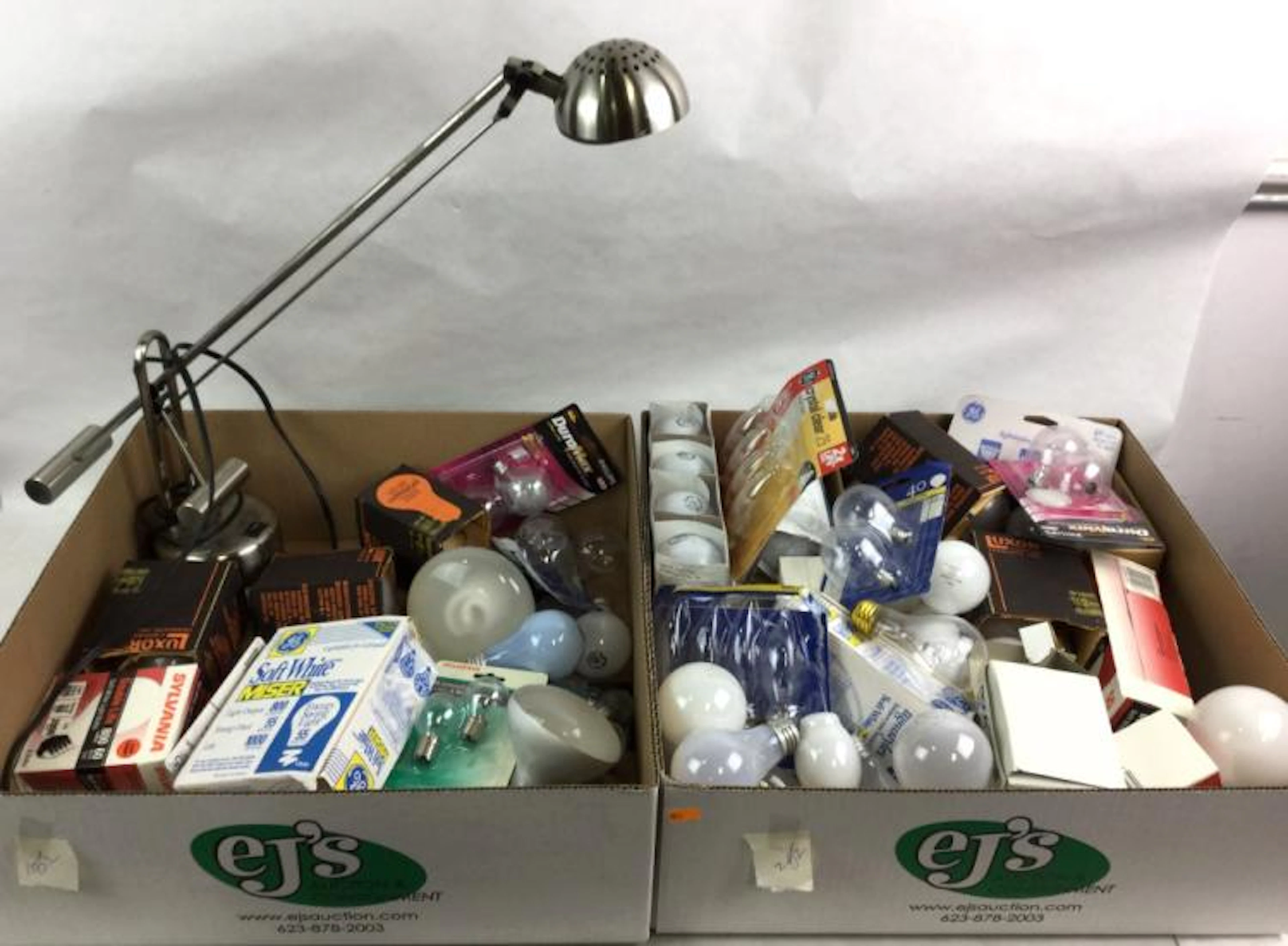 Desk Lamp, Assorted Light Bulbs & Misc