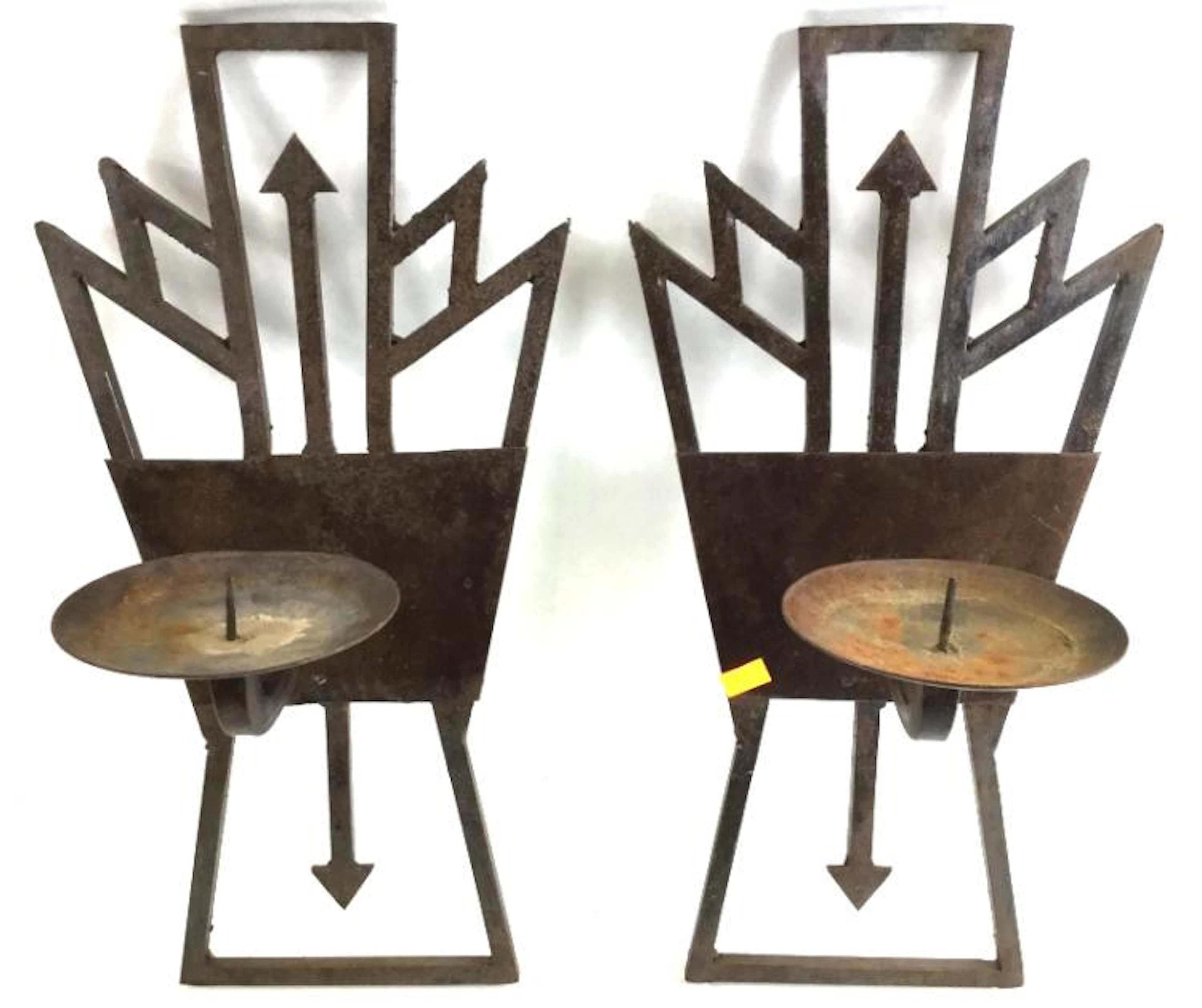 (2)pc Southwestern Style Iron Candle Wall Sconces