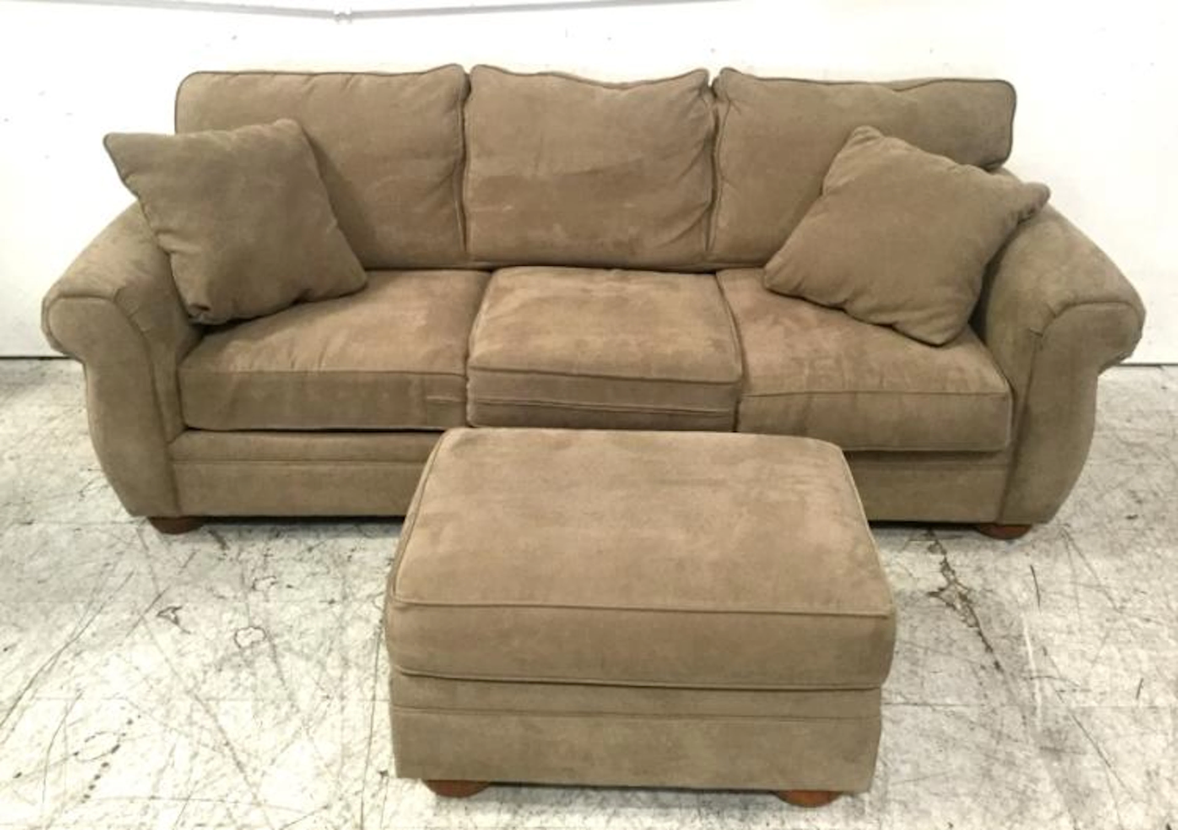 Bauhaus Microfiber Sofa W/ 17" Tall Ottoman