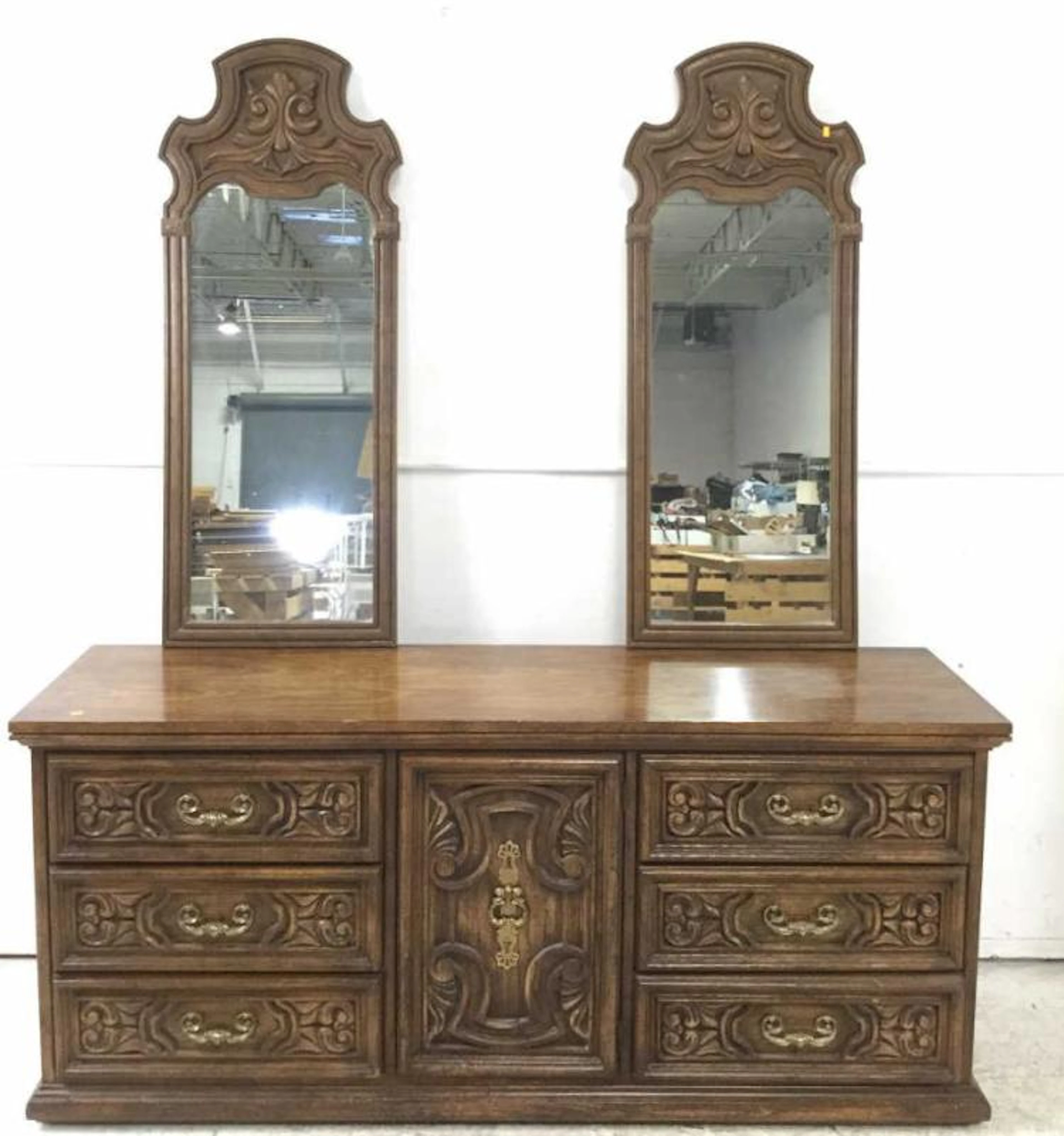 Burlington House Mfg. Mediterranean Dresser W/ Two Mirrors