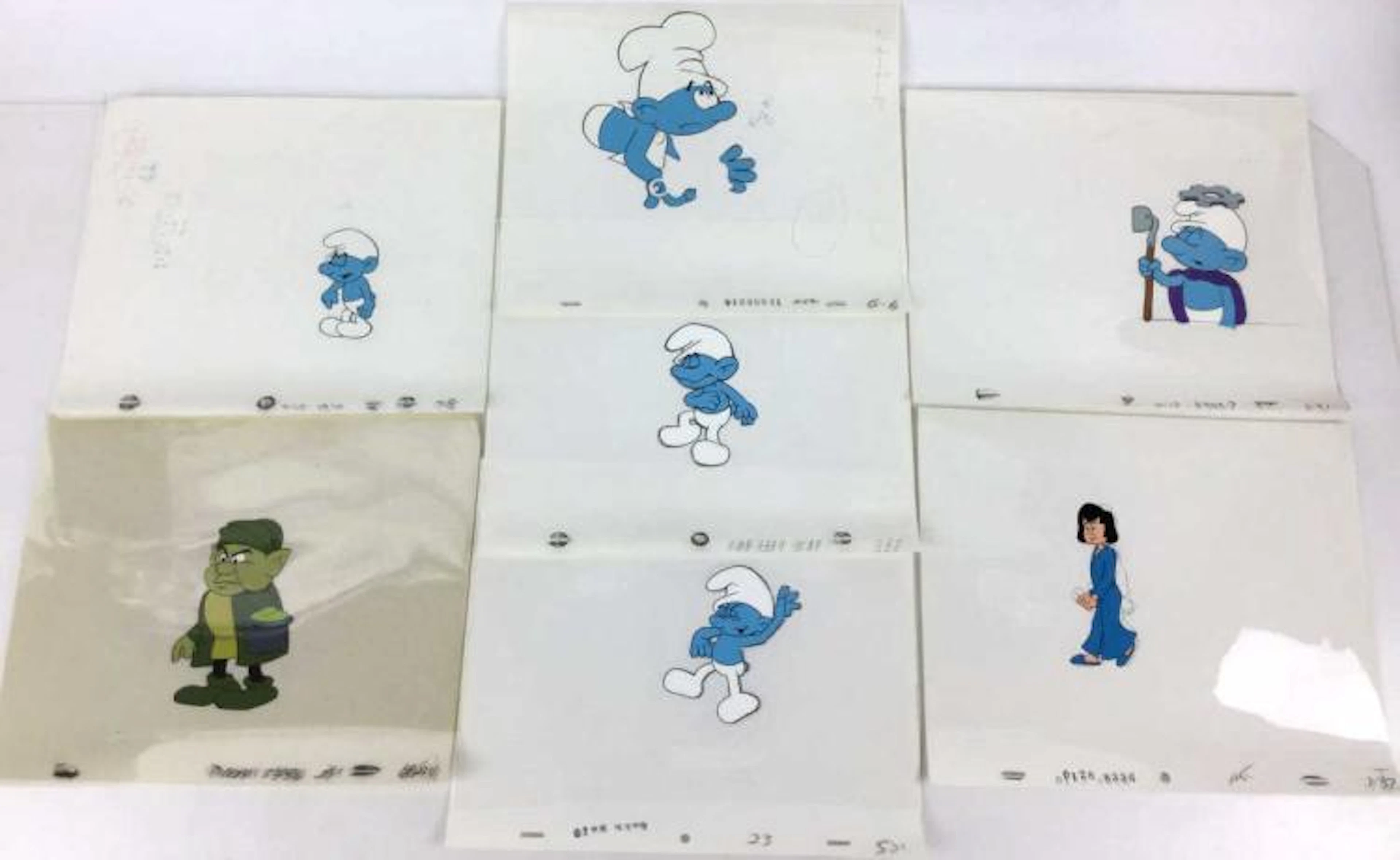 (7) The Smurfs Animation Cels & Sketches