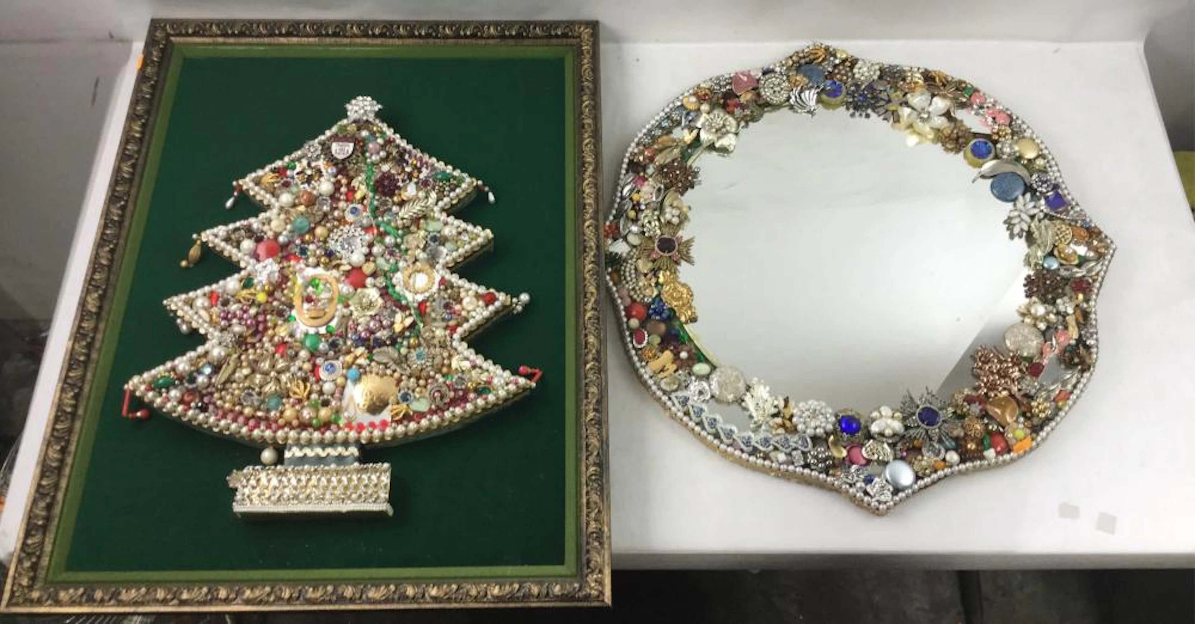 (2) Bejeweled Mirror & Holiday Decor