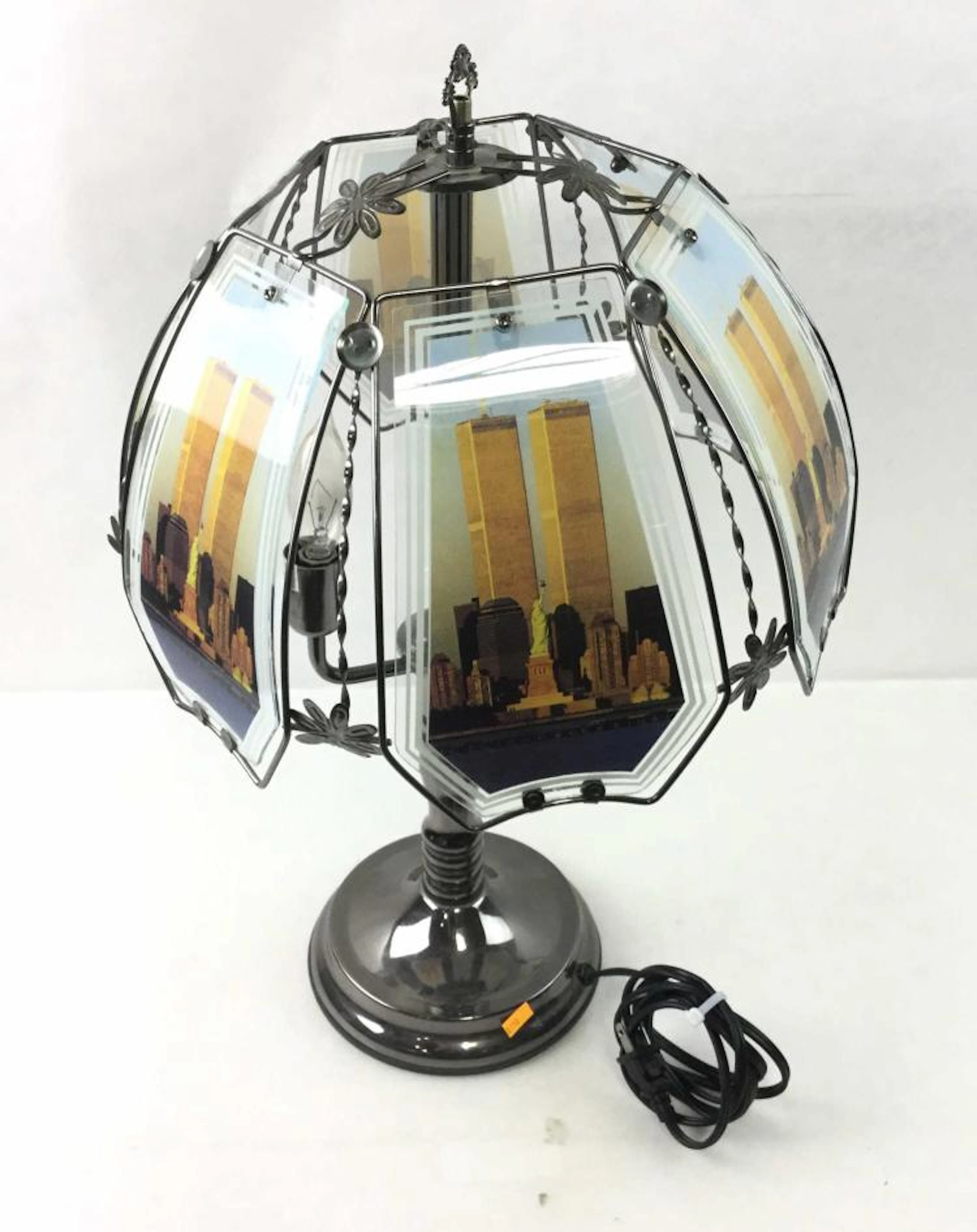 Vintage Twin Towers New York Skyline Lamp