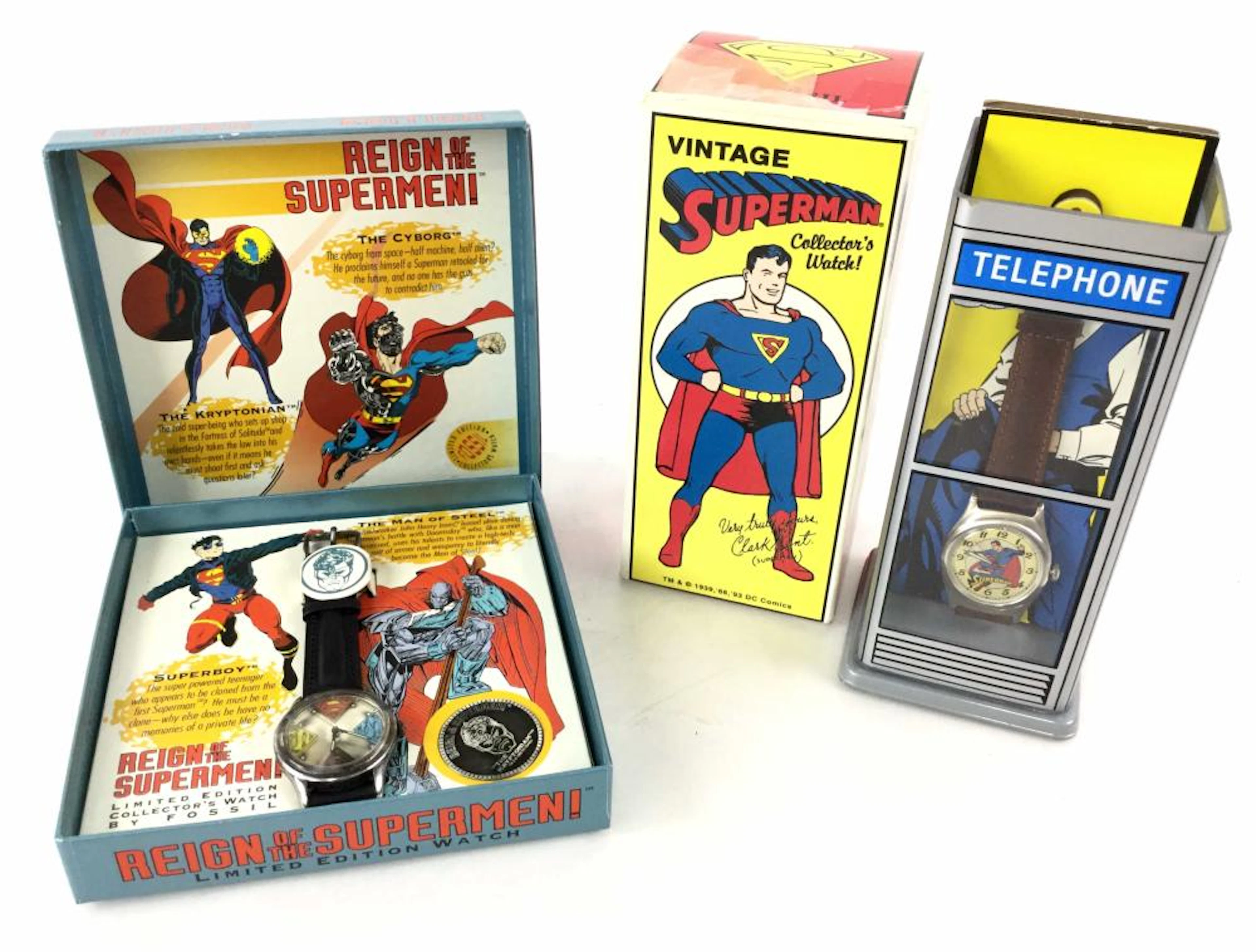 (2) 1993 Fossil Superman Watches