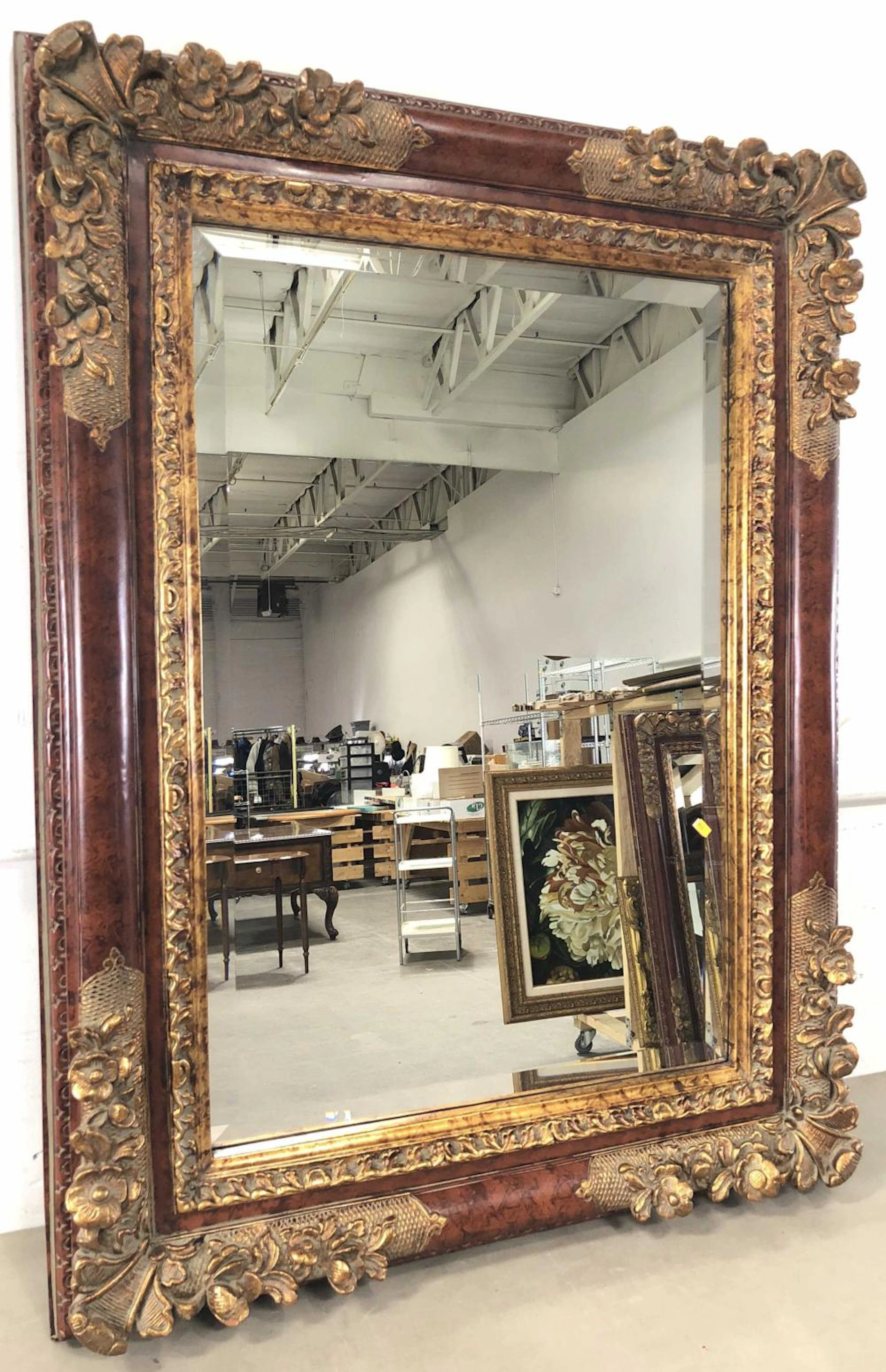 Large Tuscan Style Framed Beveled Wall Mirror