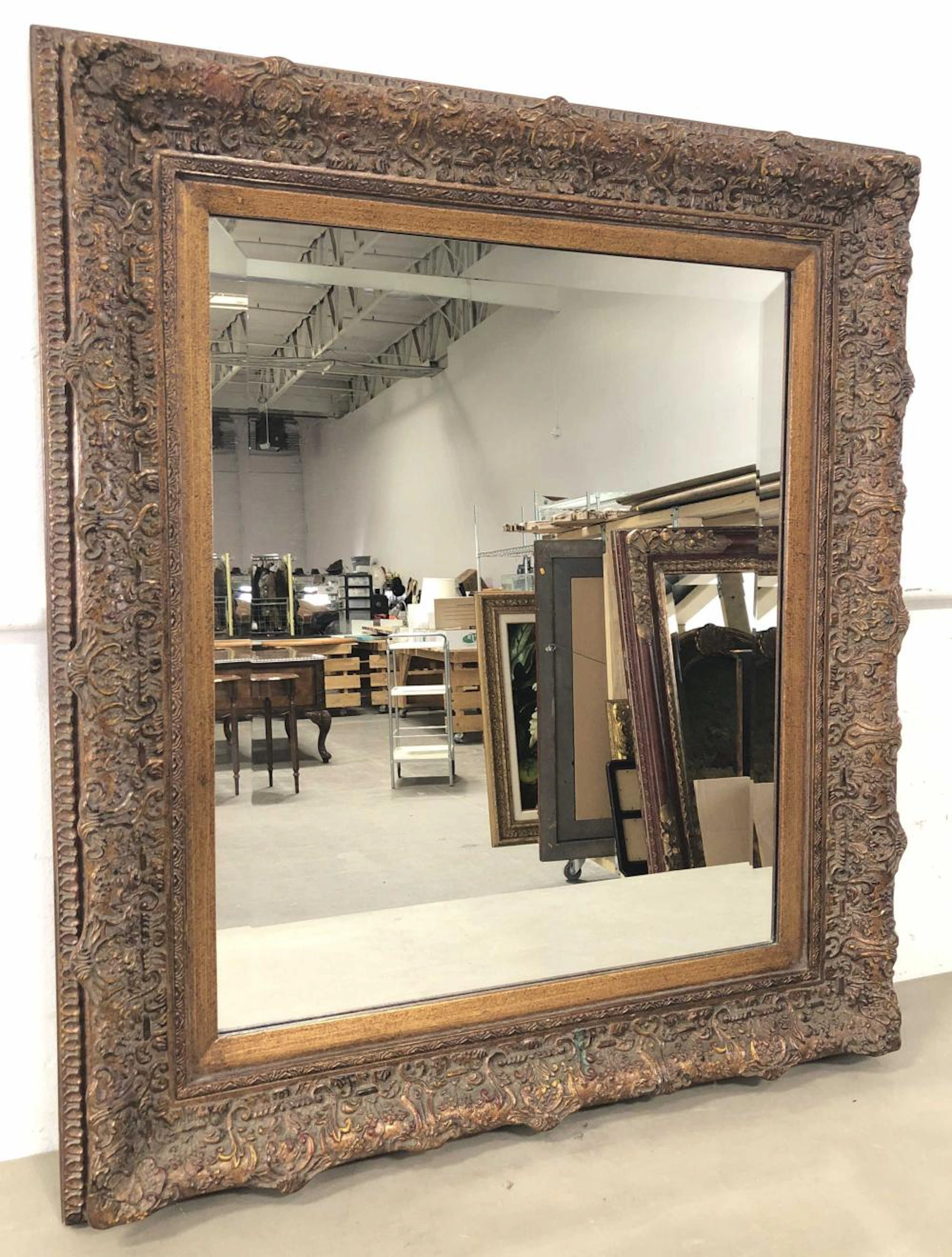 Rustic Tuscan Style Framed Beveled Wall Mirror