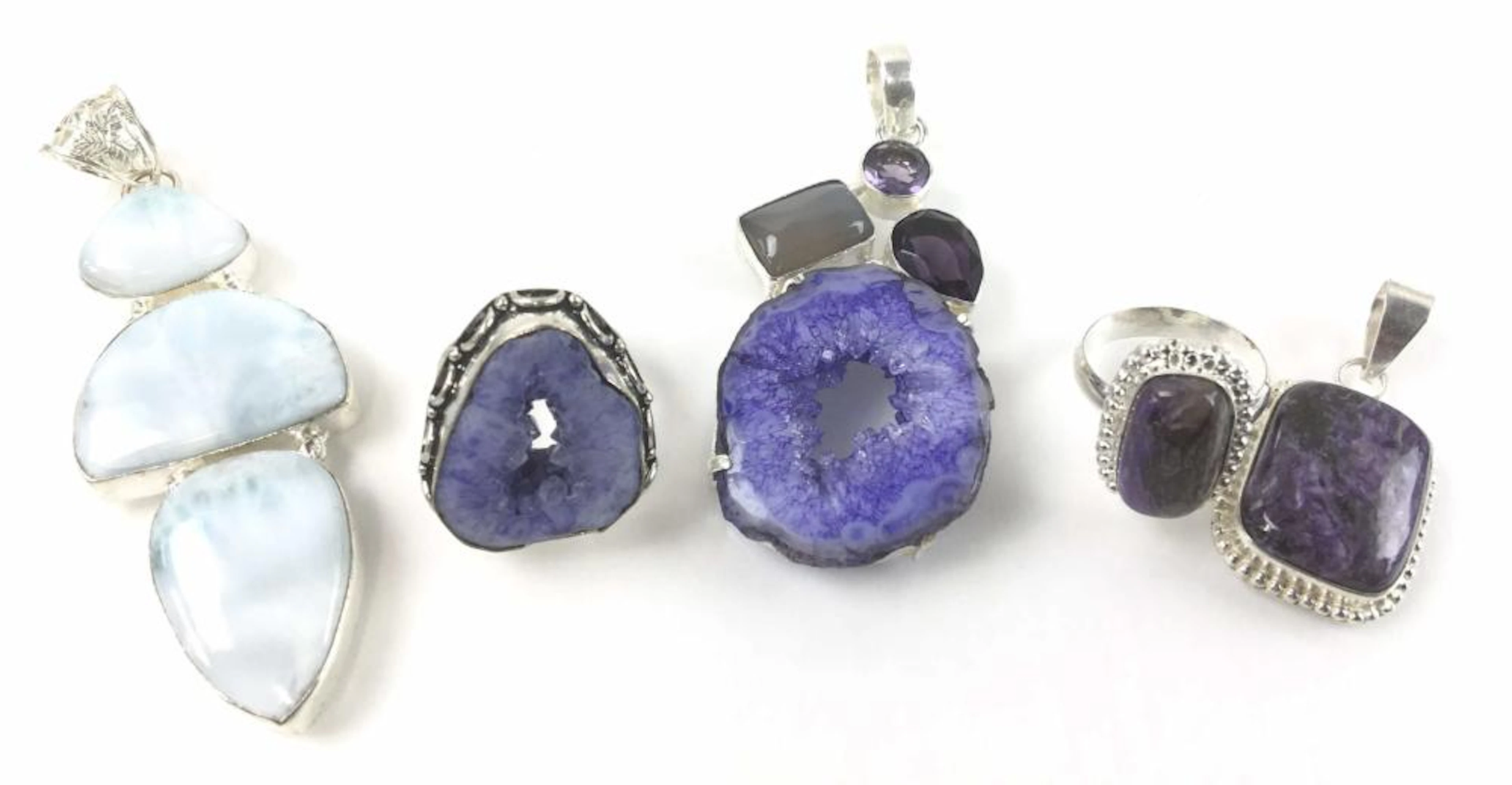 Purple Druzy Quartz Pendant & Ring, Charoite