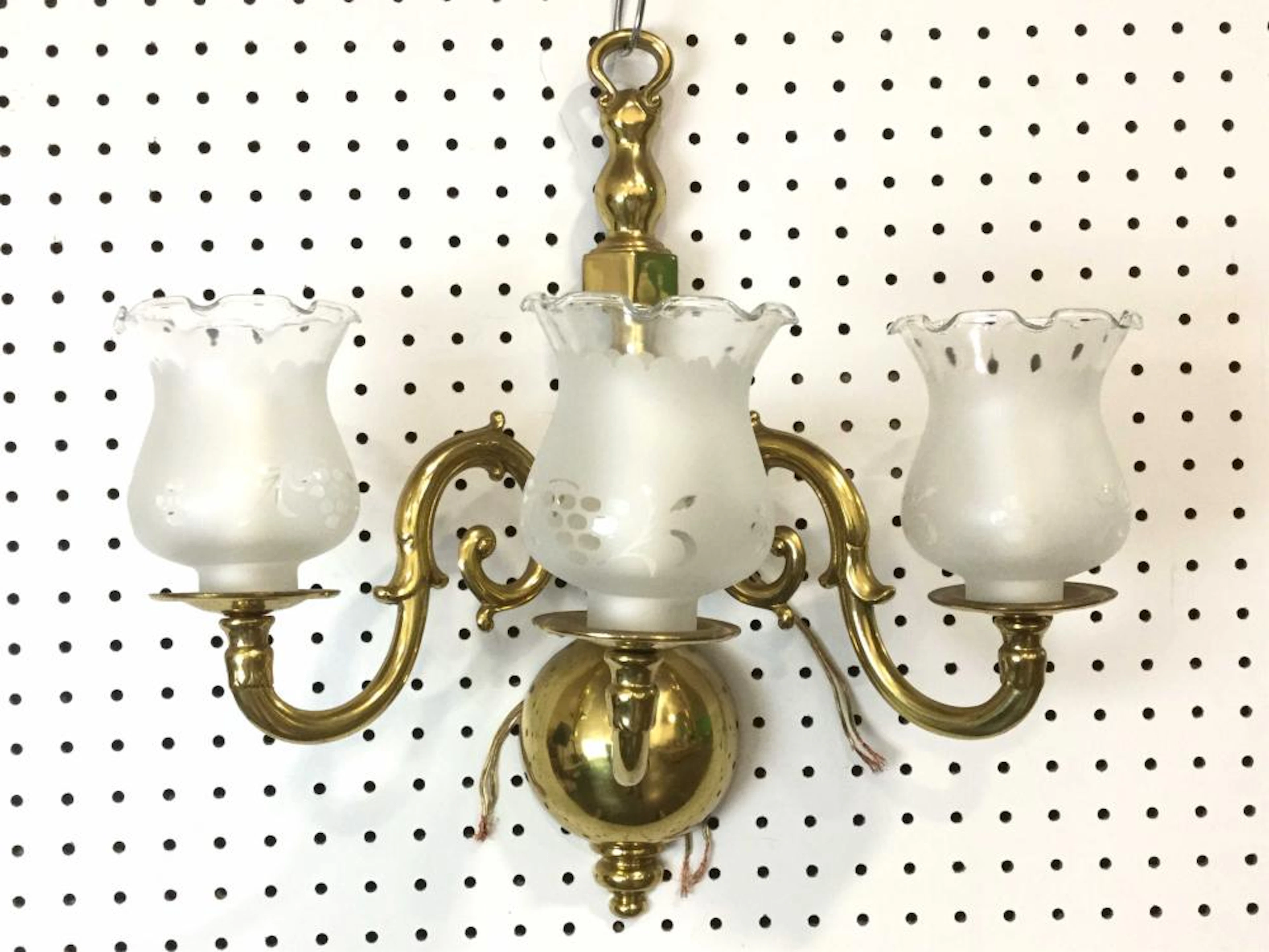 Pair Traditional Brass 3-light Wall Sconces