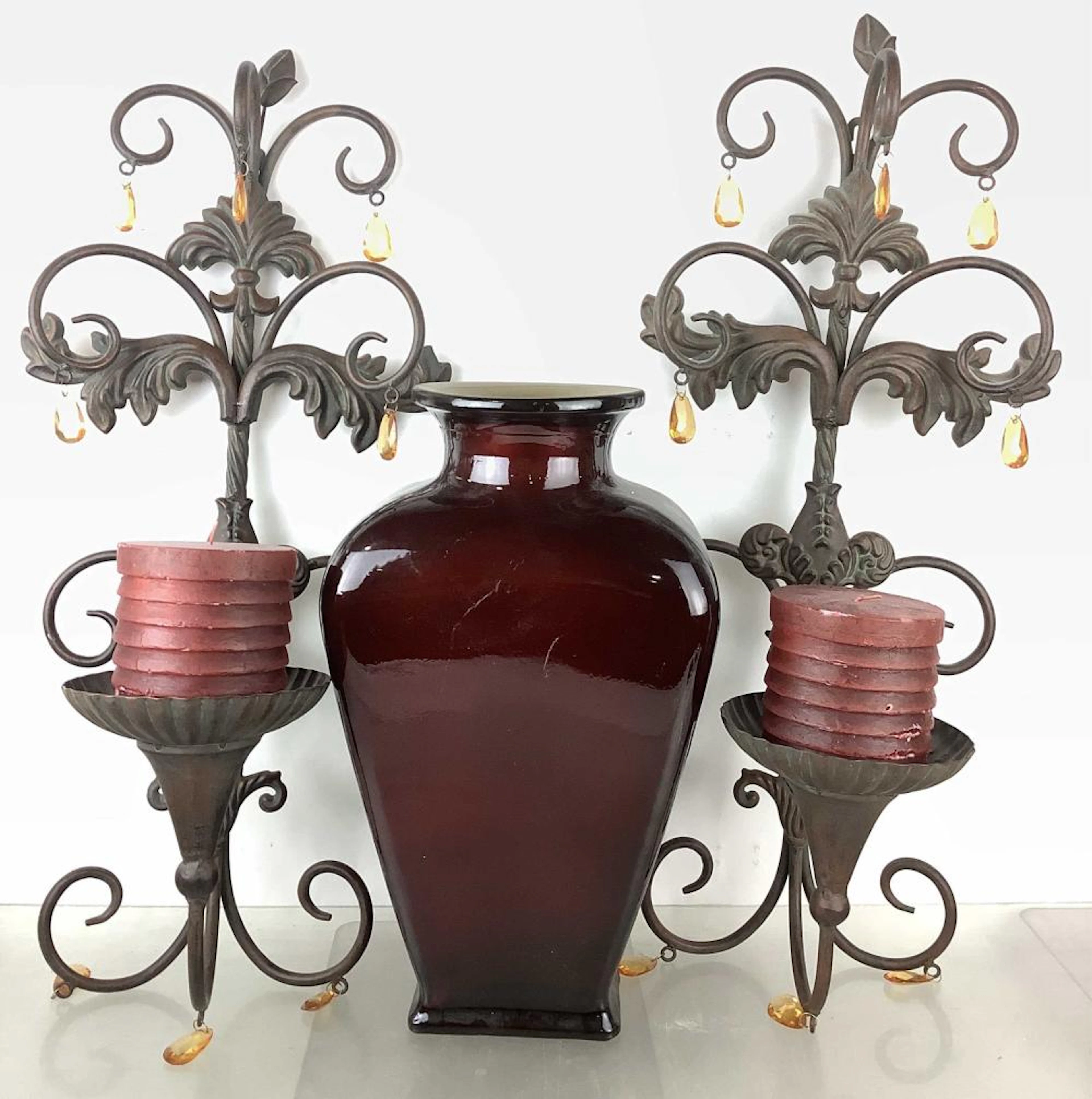 (3) Traditional Style Vase & Wall Candle Sconces