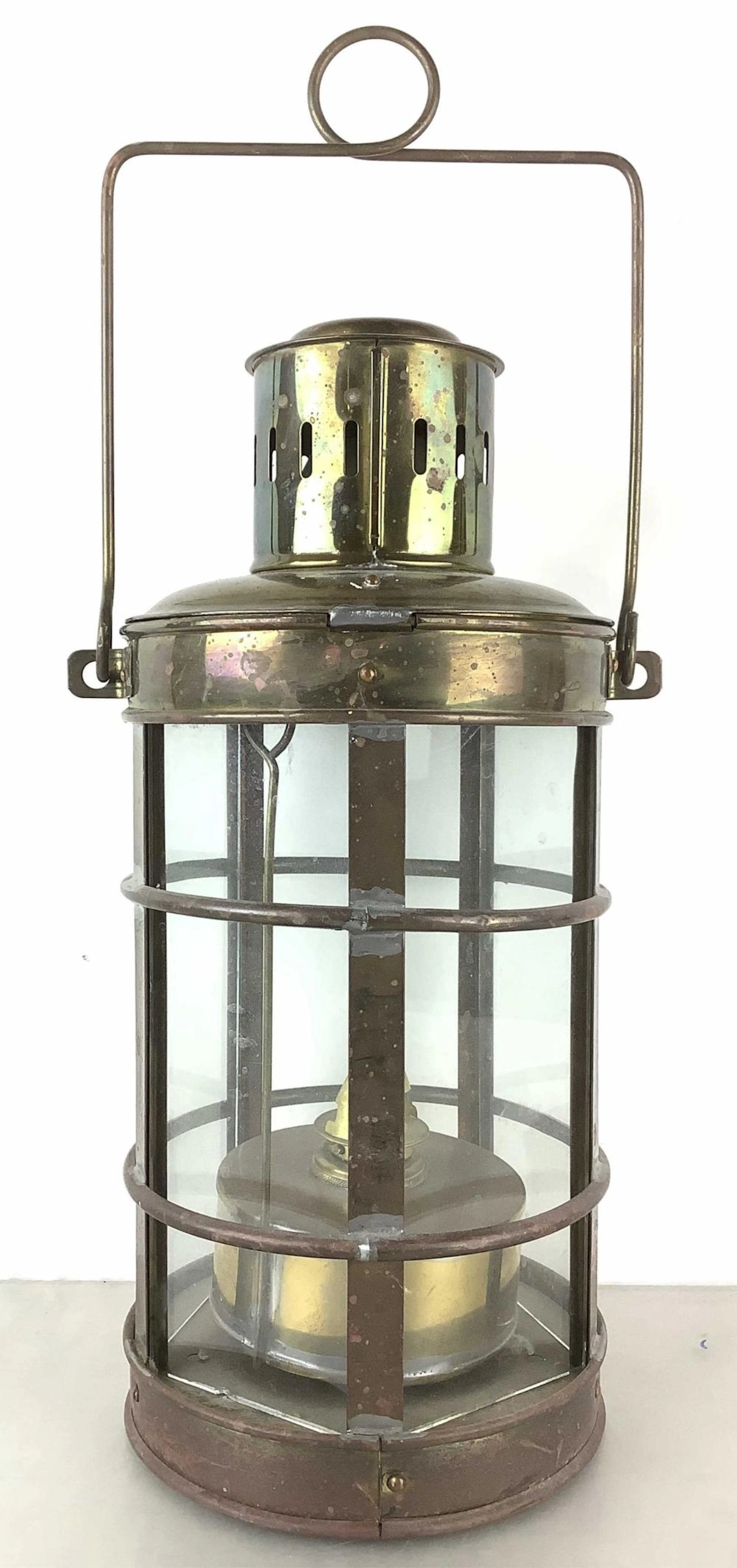 Vintage Wedge Nautical Brass Binnacle Lantern