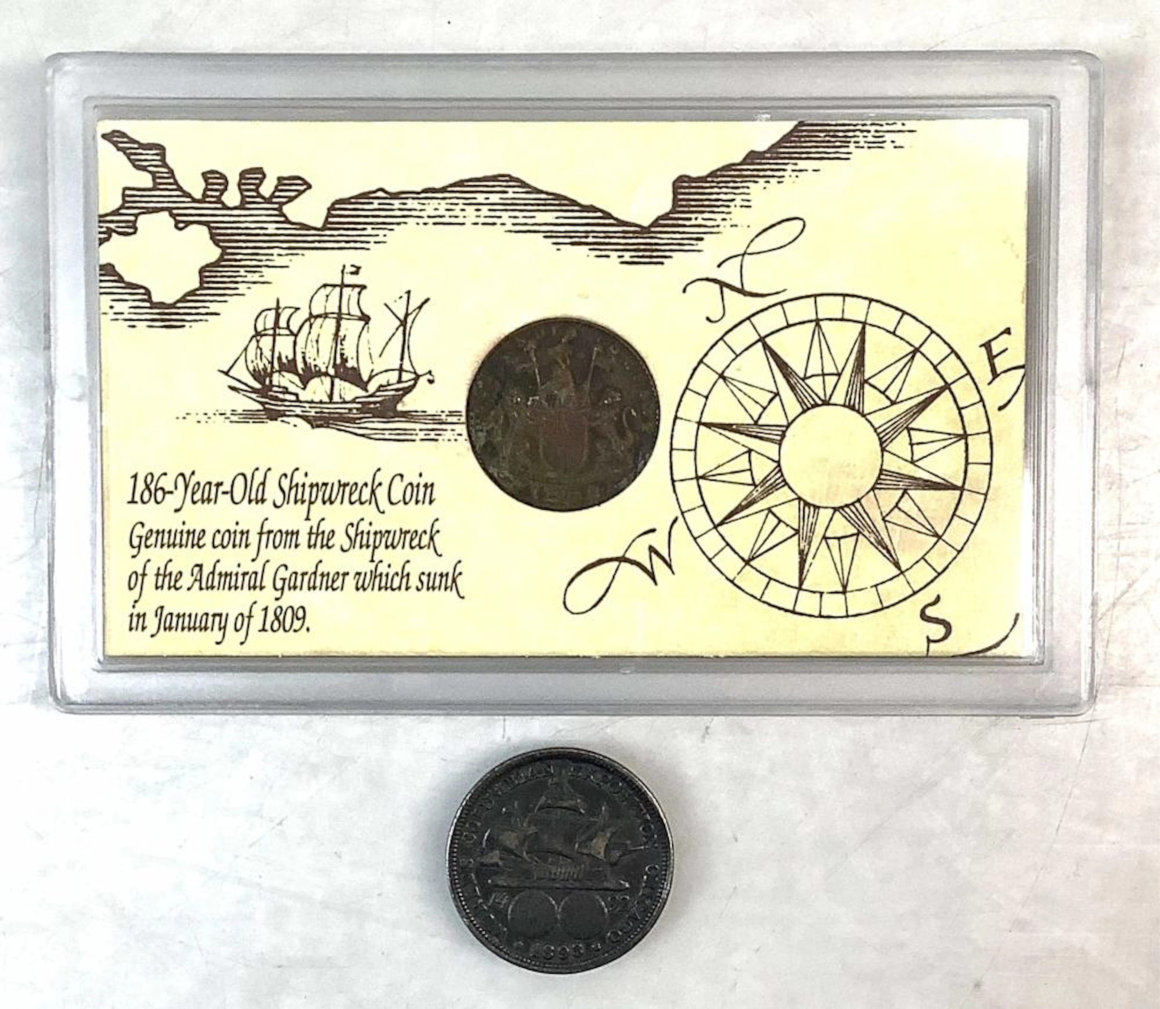 (2pc) 1808 Shipwreck Coin & 1895 Us Half Dollar