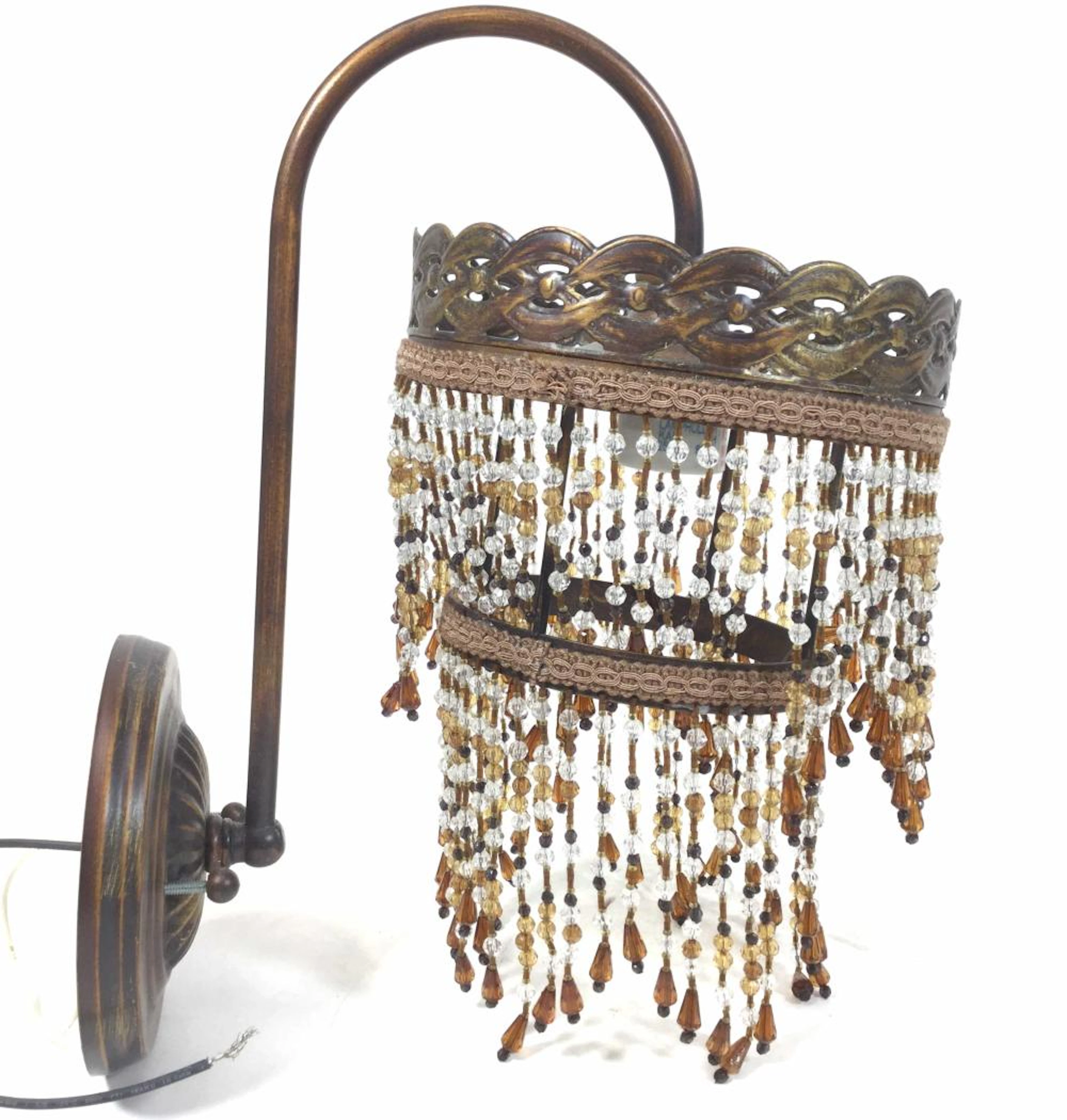 Pair Traditional Beaded Parlor Style Wall Sconces