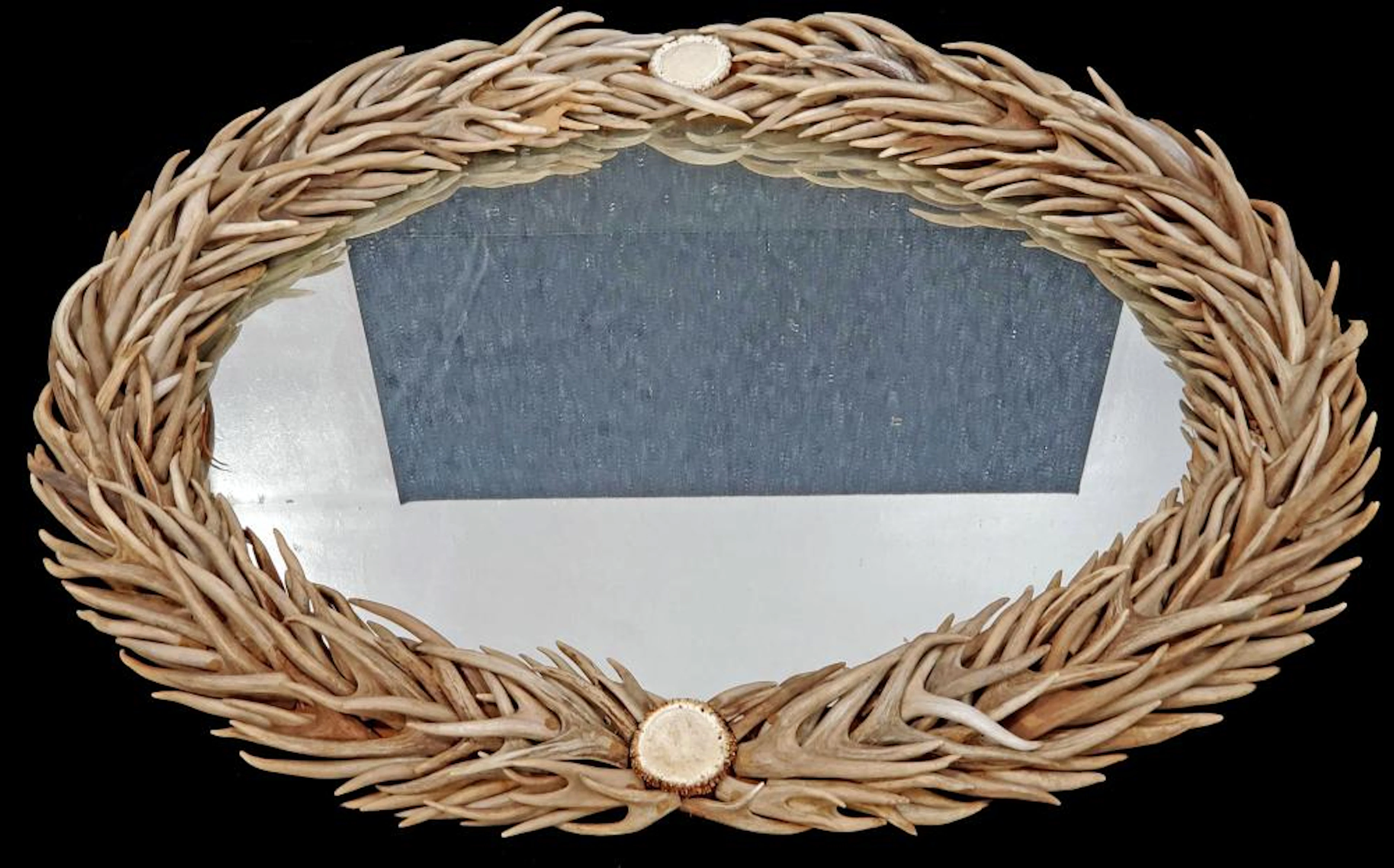 Lodge Style Deer Antler Framed Wall Mirror